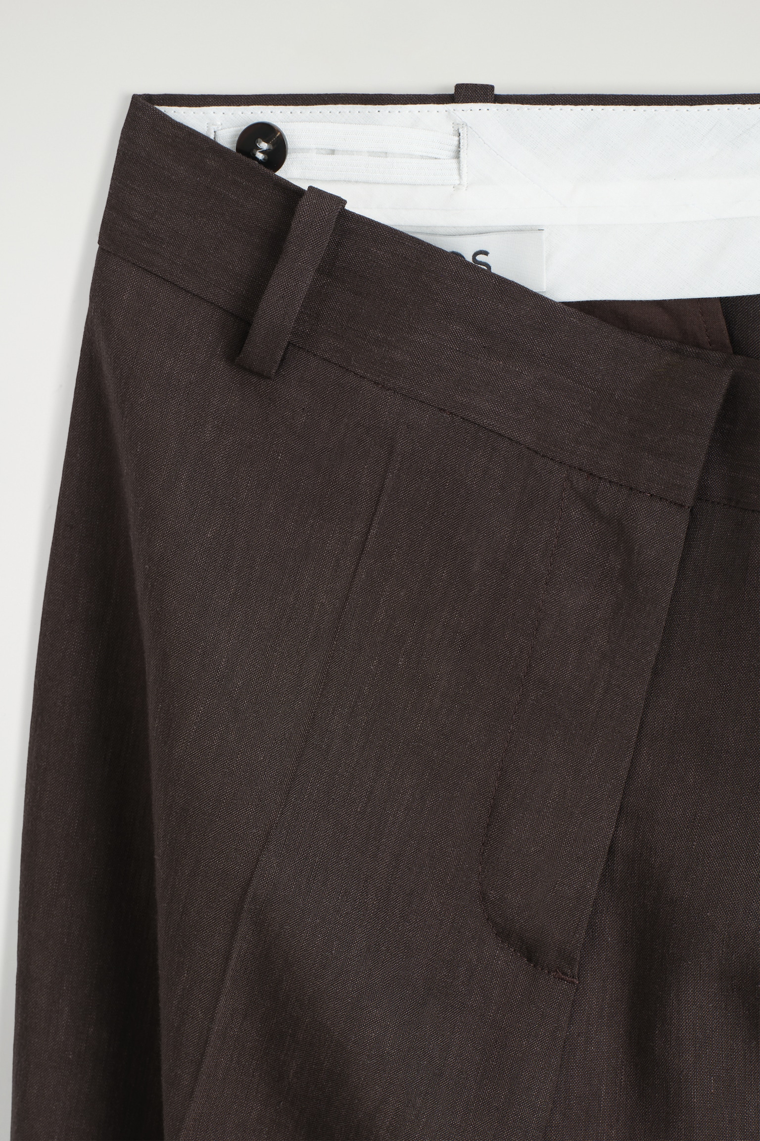 PANTALÓN DE TRAJE DE LINO CORTE RECTO - MARRÓN OSCURO - 8