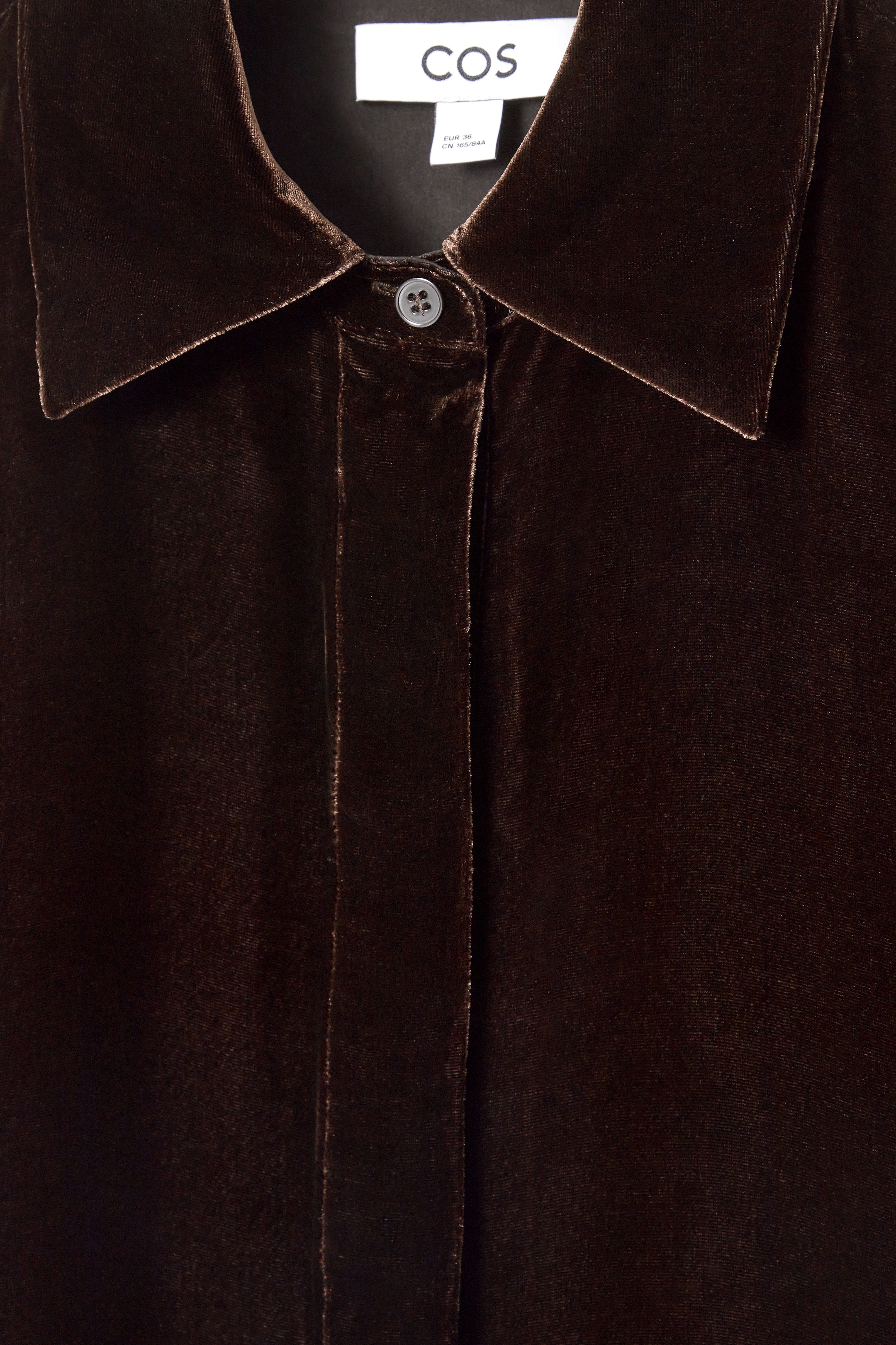 View larger image: RELAXED SILK-BLEND VELVET SHIRT - MAHOGANY - Ladies | H&M GB 9