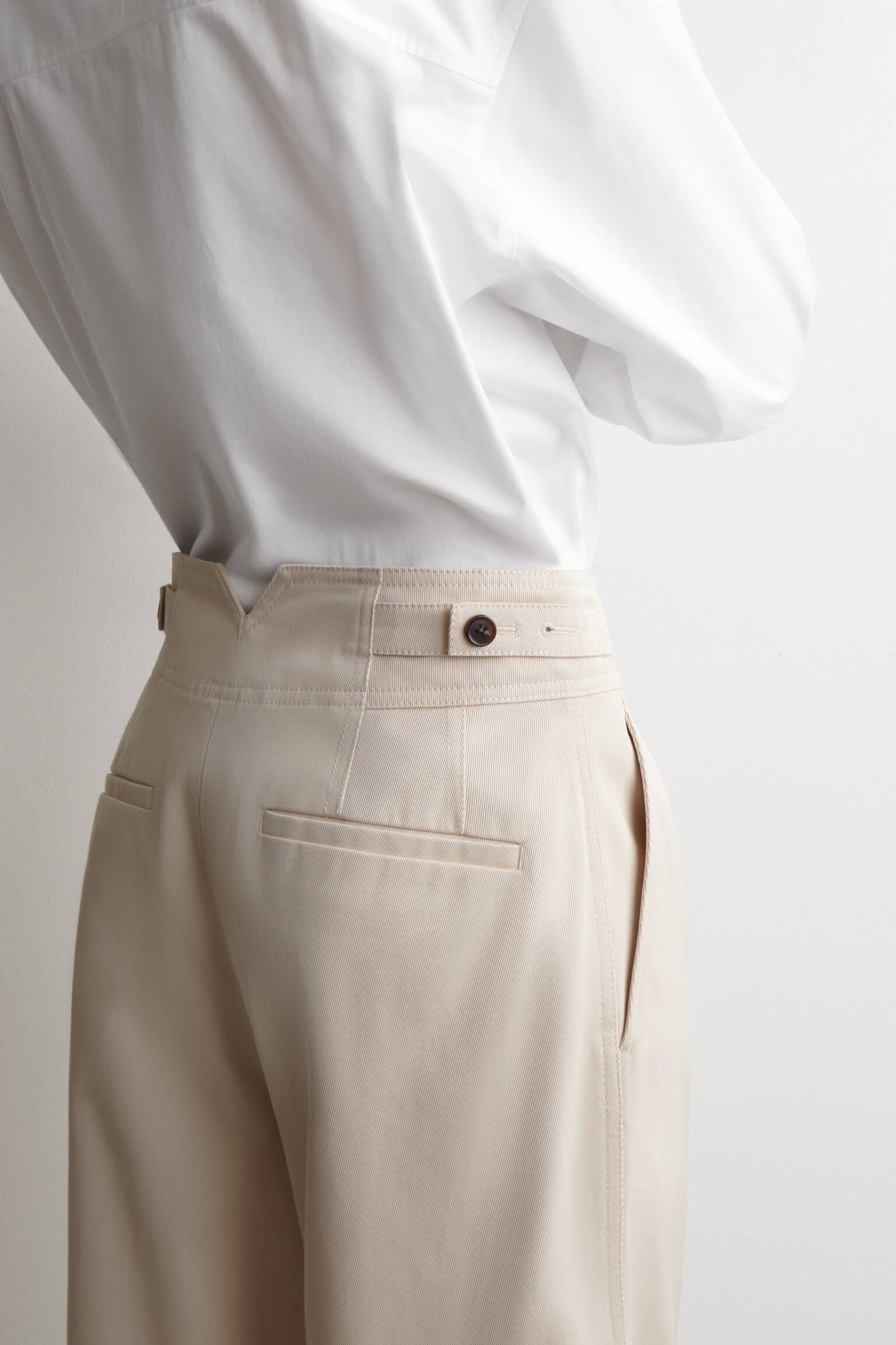 PANTALONI A PALLONCINO CROPPED IN COTONE - BEIGE CHIARO/MARRONE SCURO - 6