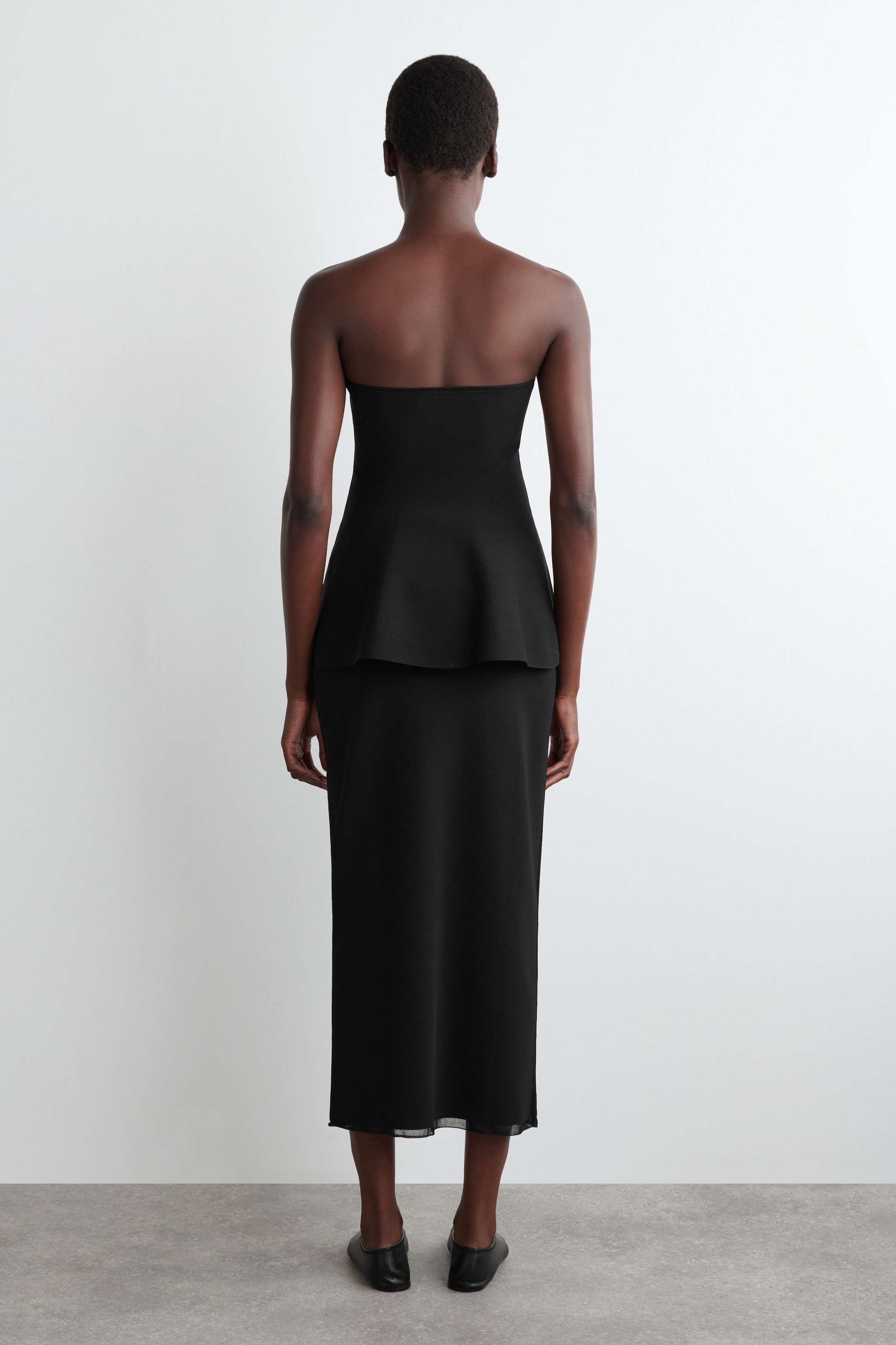 SHEER-DETAIL KNITTED MIDI SKIRT