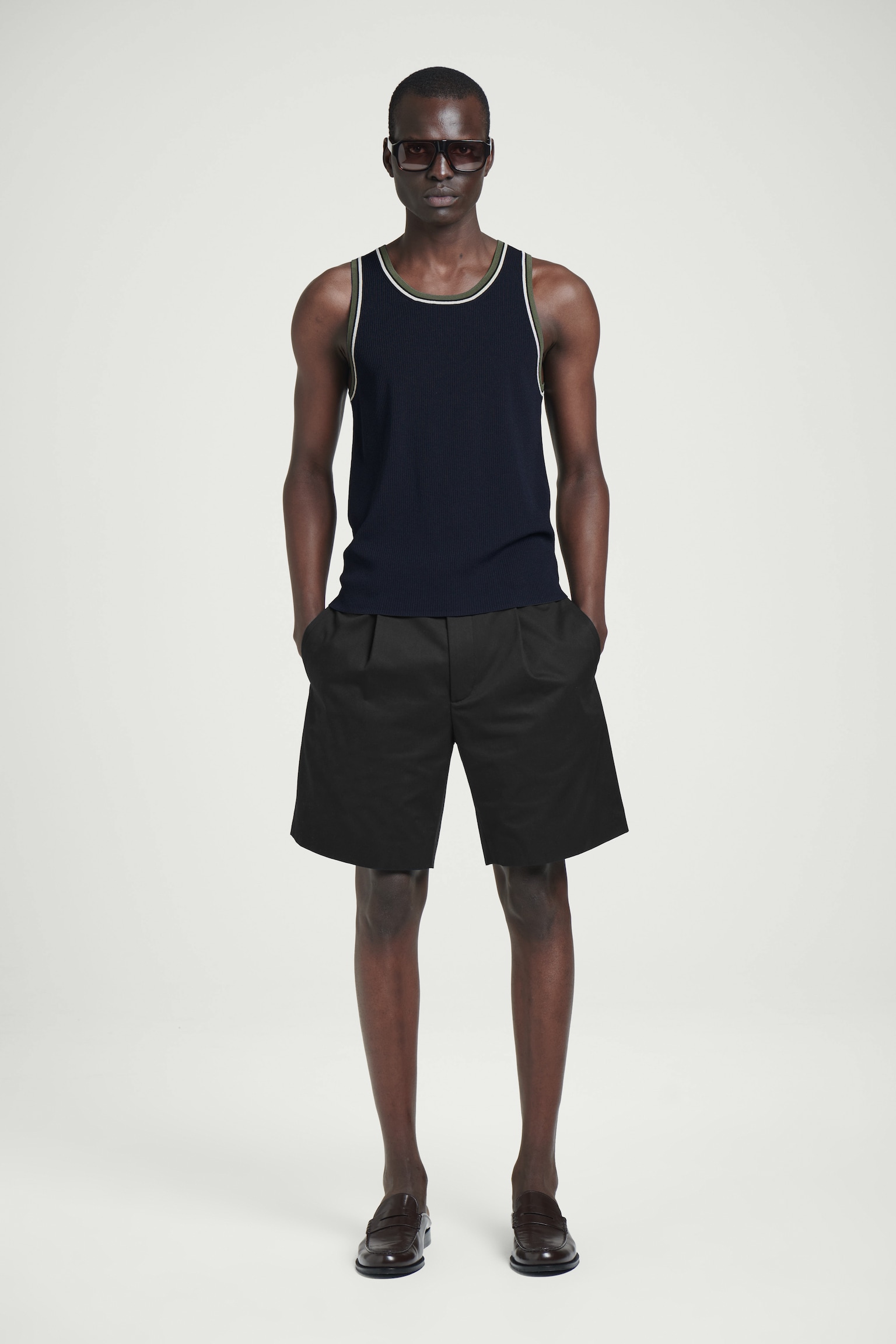 SHORT CHINO DE COSTUME EN COTON - NOIR/BEIGE