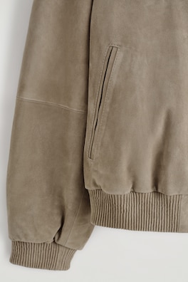 SHAWL-COLLAR SUEDE BOMBER JACKET — BEIGE 7