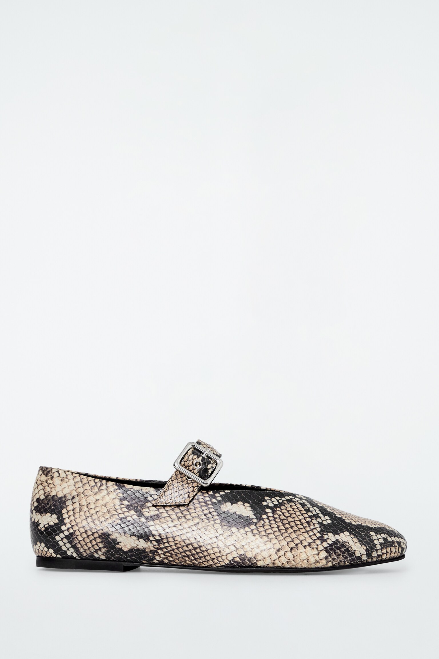 SNAKE-EFFECT LEATHER BALLET FLATS - SNAKE-EFFECT