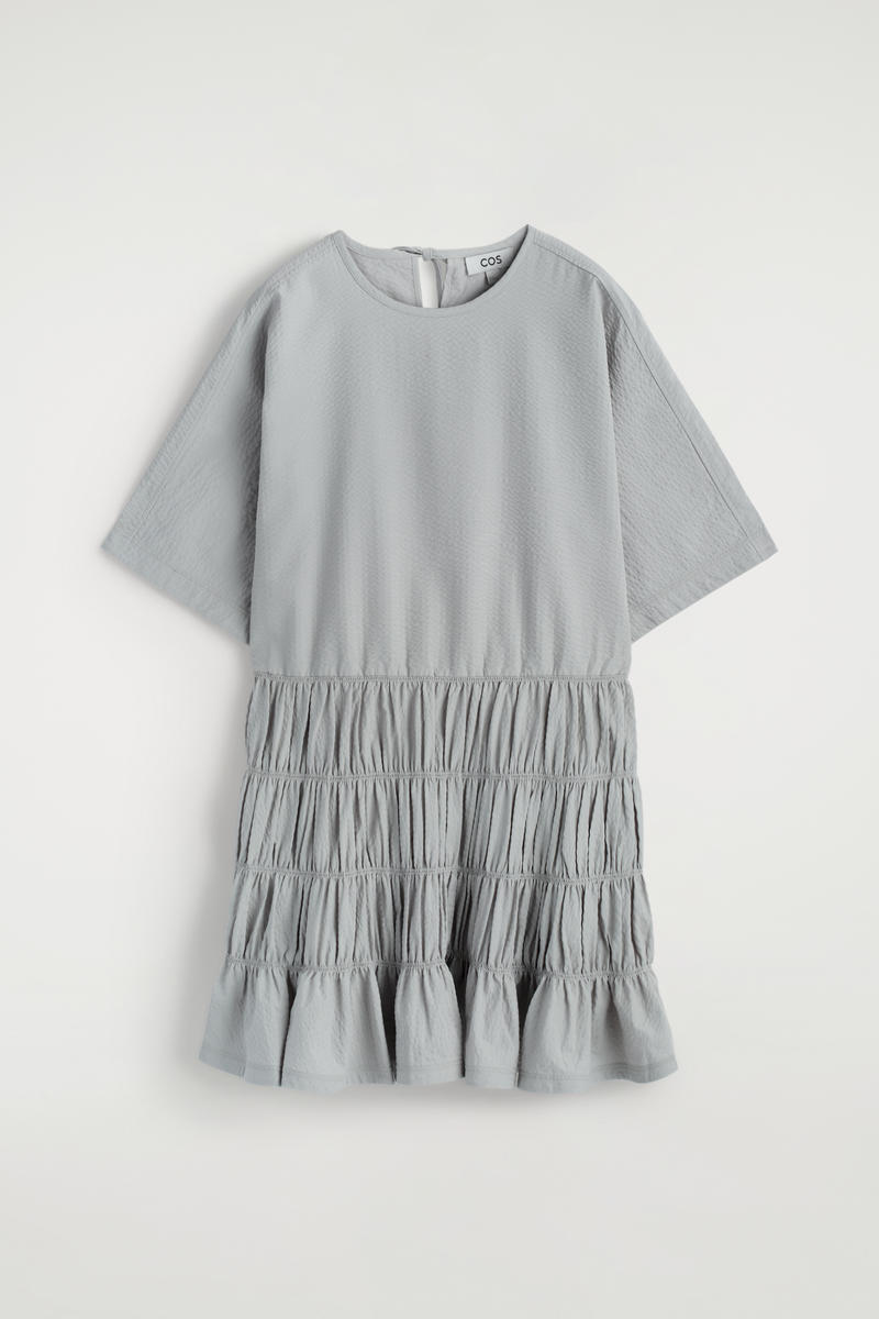 Smocked Seersucker Mini Dress