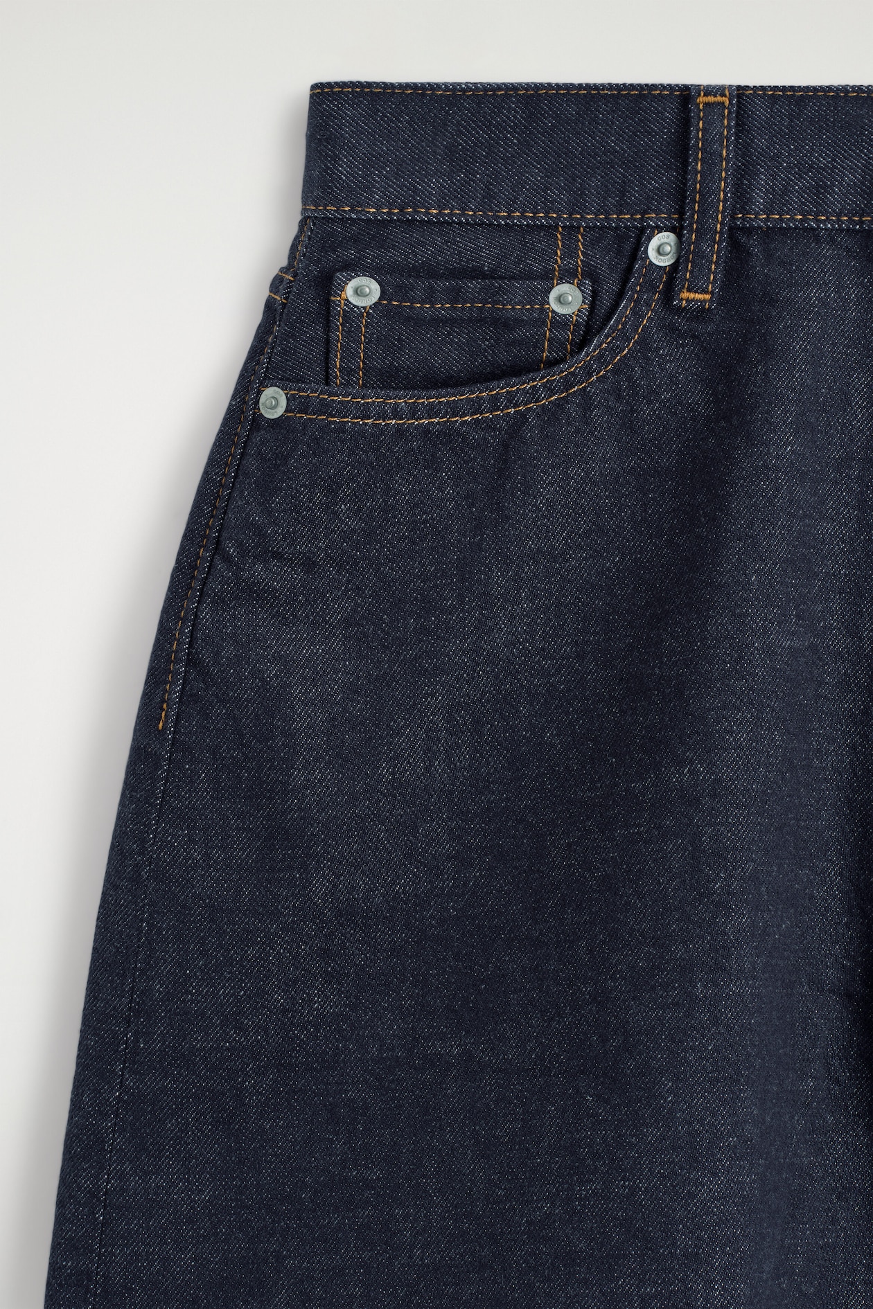 HIGH-RISE DENIM SHORTS — DARK BLUE