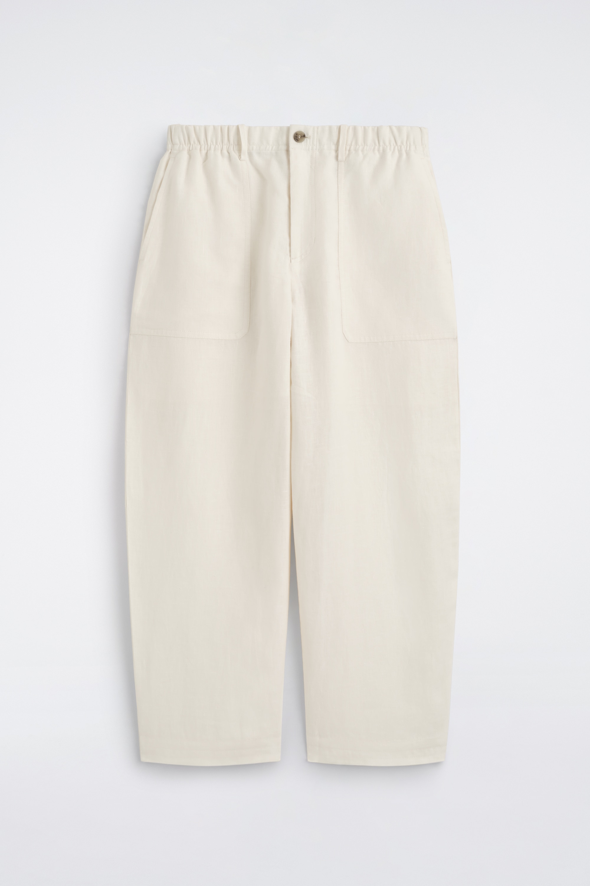 LOCKERE LEINENHOSE MIT BARREL-BEIN - CREMEWEISS