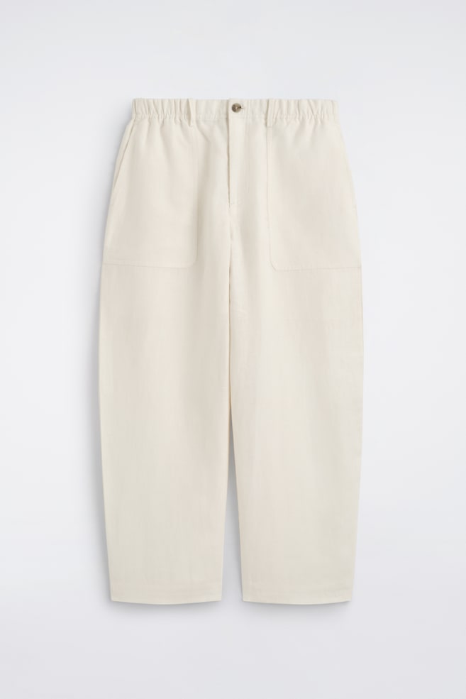 LOCKERE LEINENHOSE MIT BARREL-BEIN - CREMEWEISS - 1