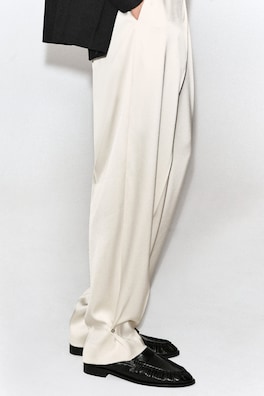 TAILORED MATTE-SATIN BARREL-LEG PANTS — OYSTER 5