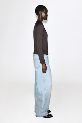 MERINO WOOL FUNNEL-NECK SWEATER — BROWN MÉLANGE 4
