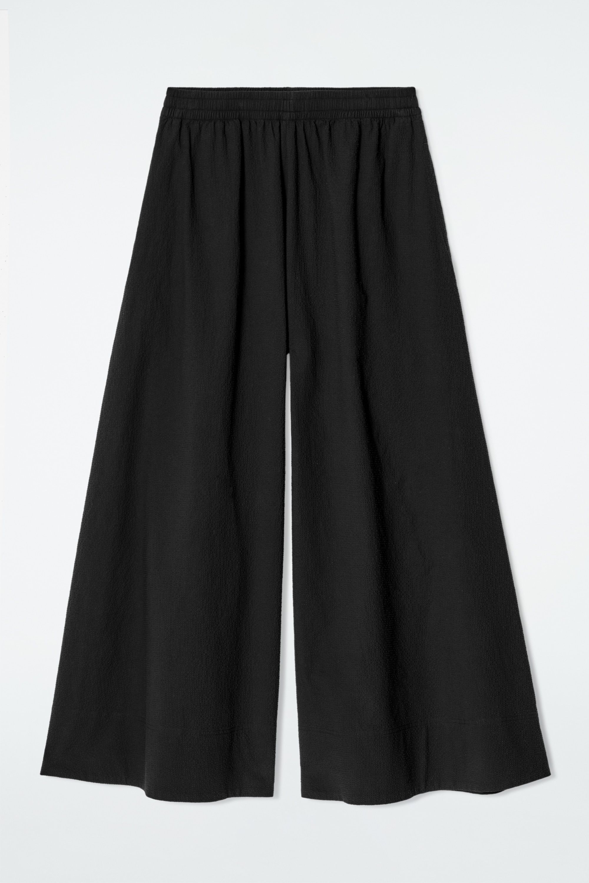 KALHOTY CULOTTES ZE SEERSUCKERU - ČERNÁ/SLONOVINOVÁ / HNĚDÁ / PRUHOVANÁ