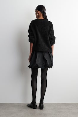 BUBBLE-HEM MINI SKIRT — BLACK 4