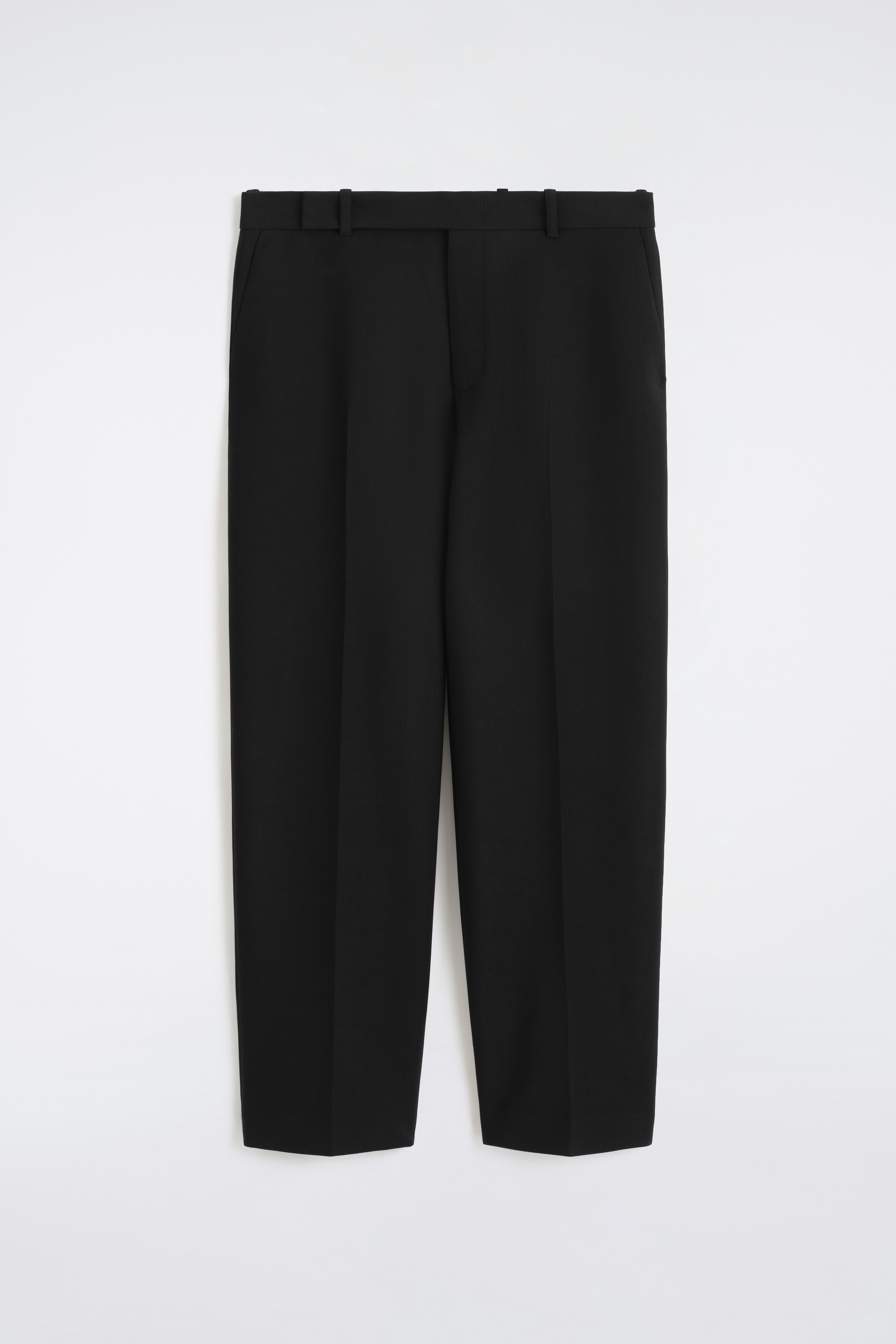 PANTALON DROIT DÉCONTRACTÉ EN MÉLANGE DE LAINE - NOIR