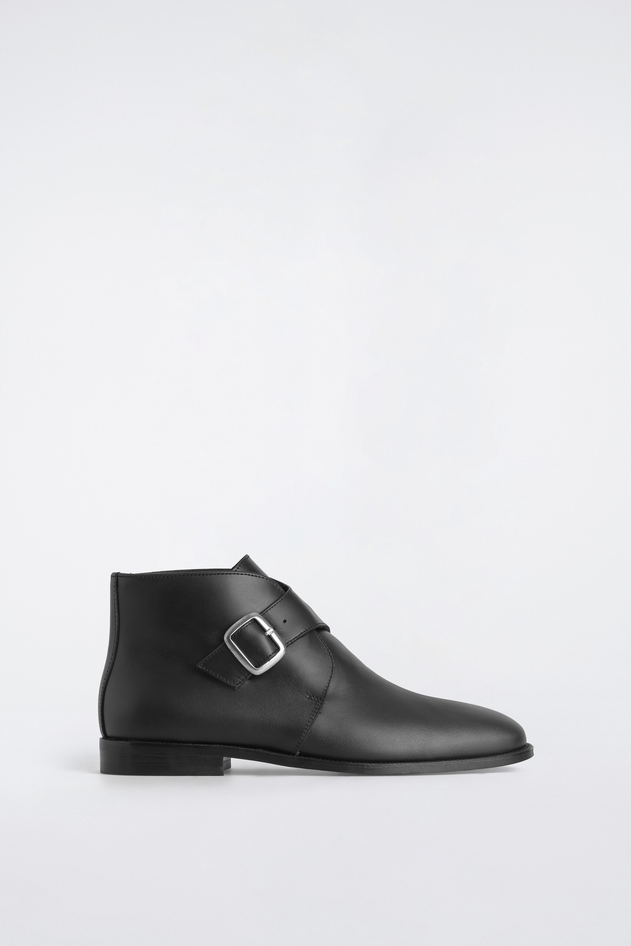 BUCKLED LEATHER MONK BOOTS
