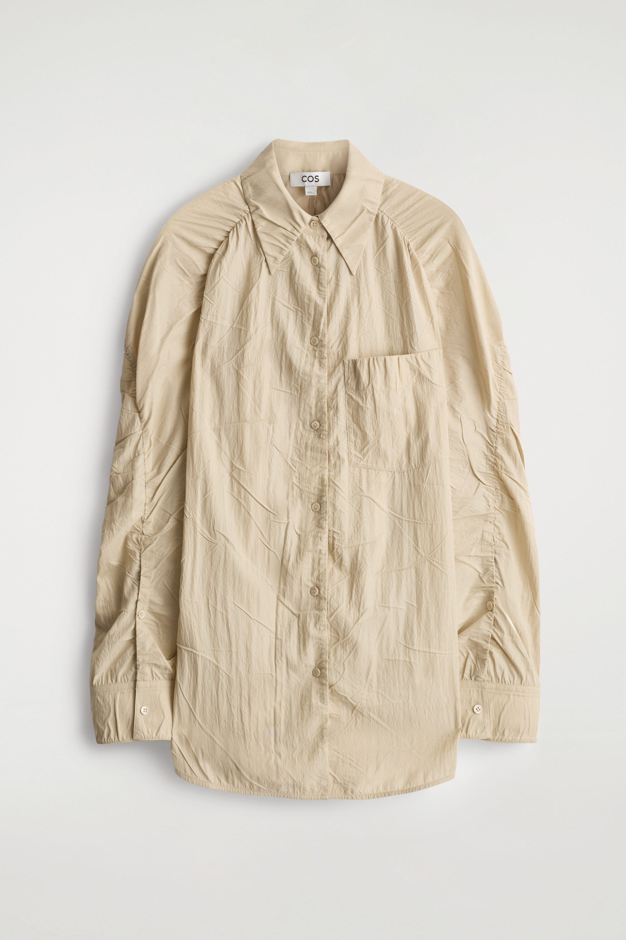 ナゴンスタンス 26SS 470JS430-0261 ﾍﾞｰｼﾞｭ ﾎﾟﾘｴｽﾃﾙ loose center crease shirt MEDIUM loose center crease shirt｜M｜Mushroom｜shirts and blouses