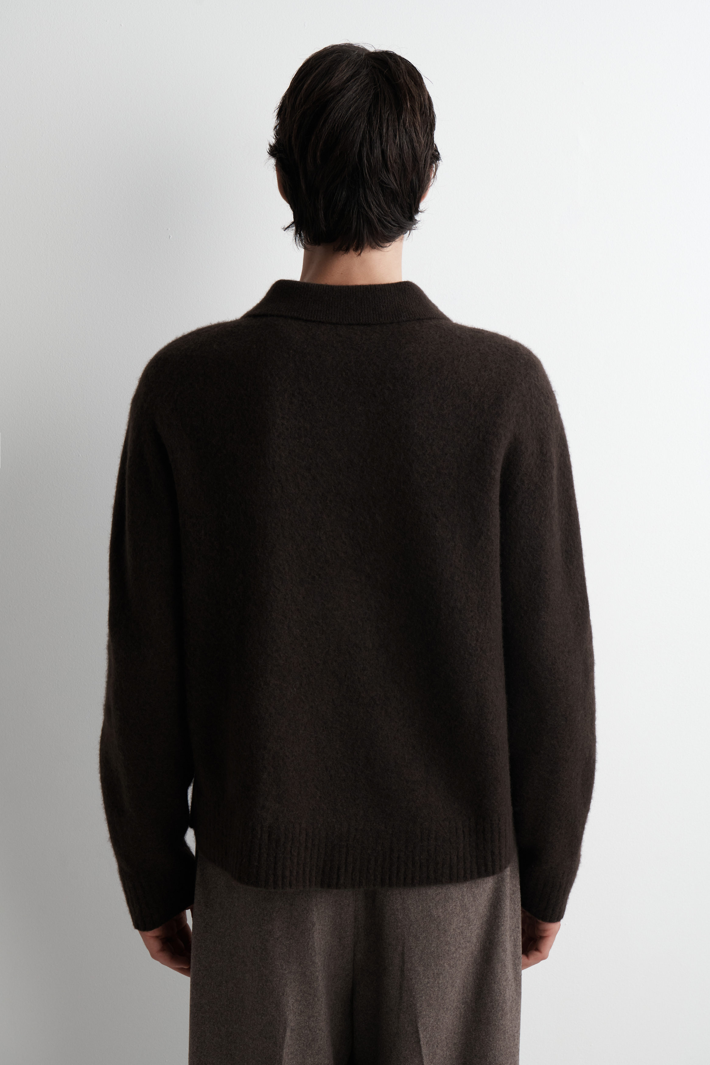 BRUSHED-WOOL POLO SHIRT - DARK BROWN | COS US