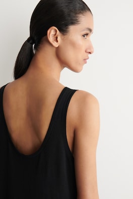 ROUNDED MERINO WOOL MAXI DRESS — BLACK 5
