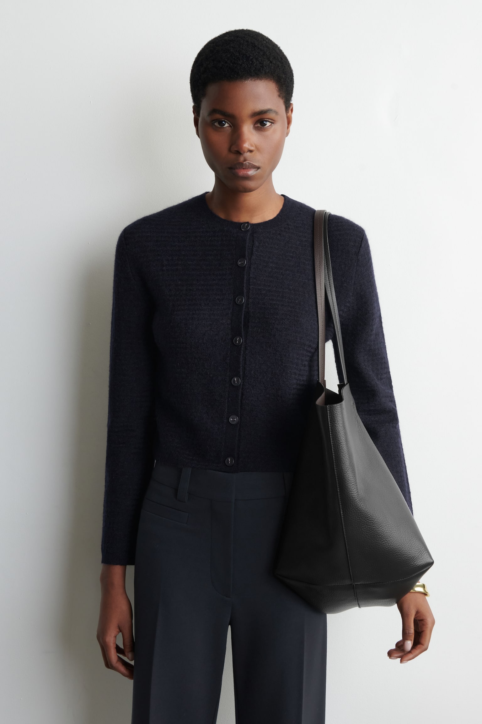 STRICKJACKE AUS MOHAIR-MIX MIT ZICKZACK-MUSTER - NAVYBLAU/GRÜN - 1