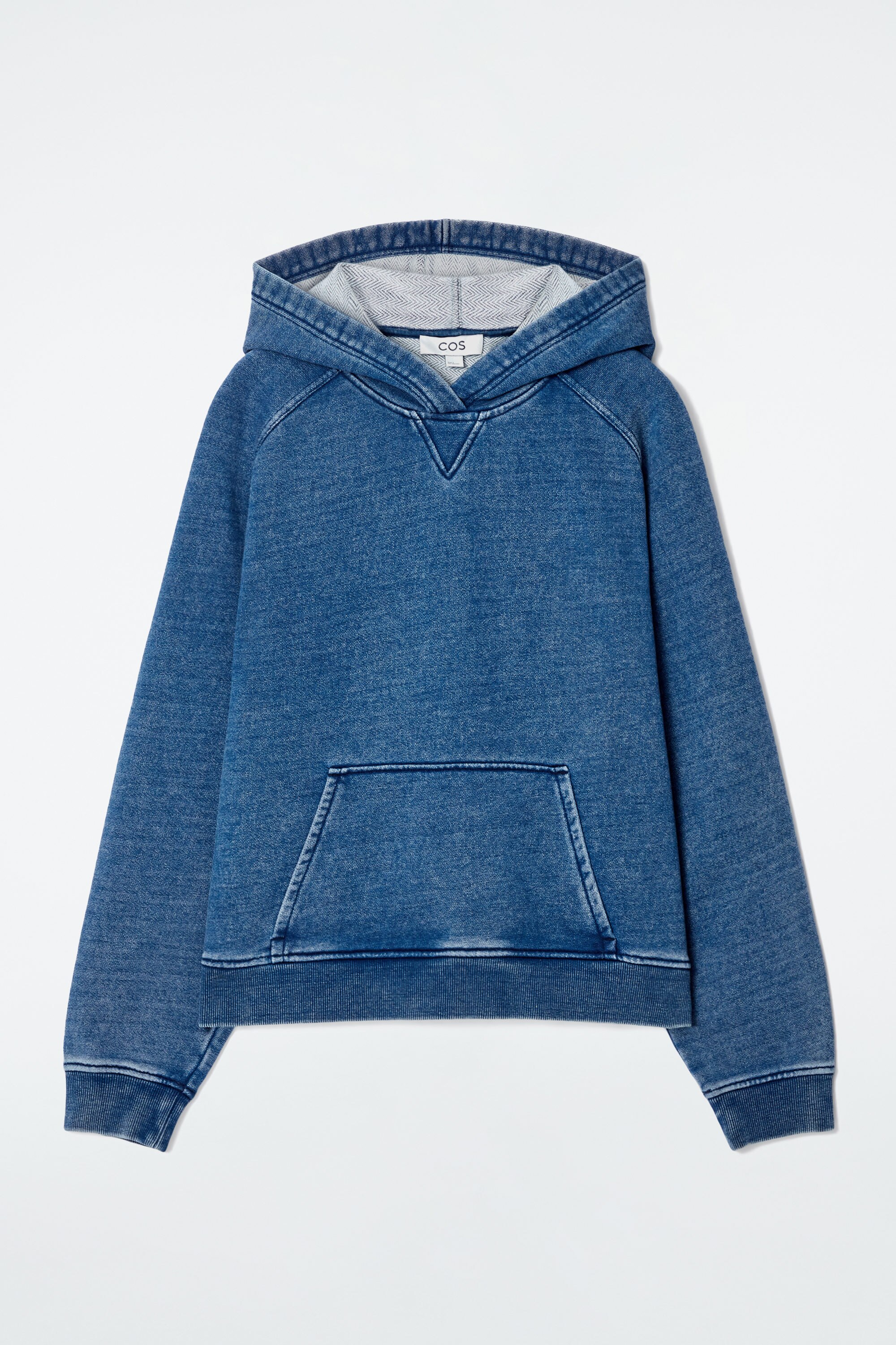 DENIM-WASH JERSEY HOODIE - BLUE | COS