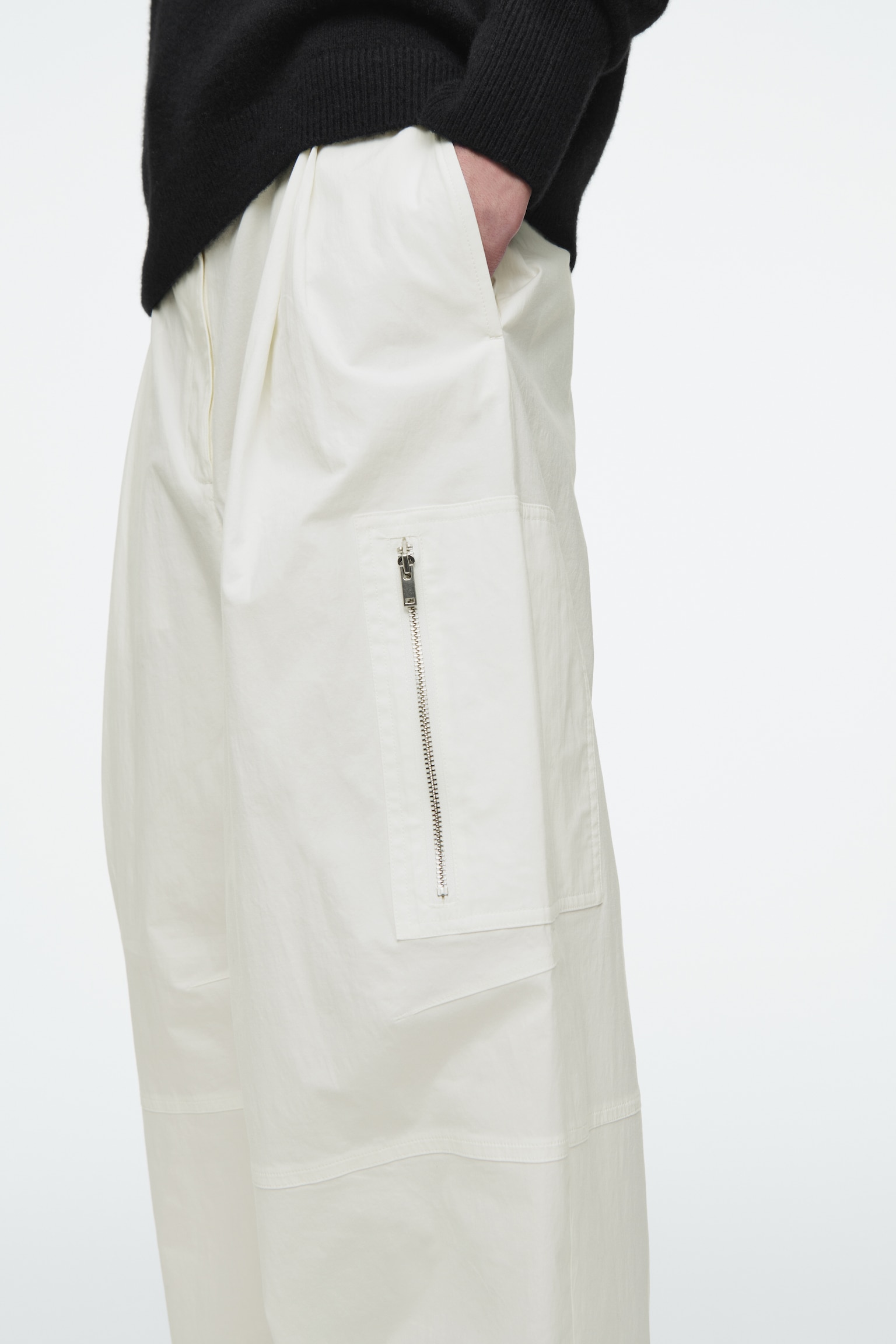 PANTALON CARGO BARREL WORKWEAR - ÉCRU/NOIR - 3