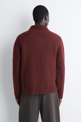 BRUSHED-WOOL POLO SHIRT — DARK-RED MÉLANGE 5