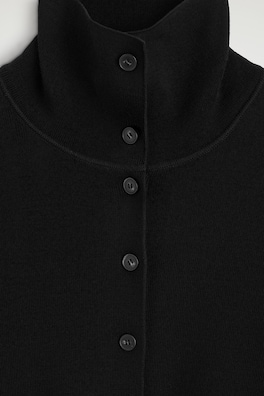 MERINO WOOL MOCK-NECK CARDIGAN — BLACK 7