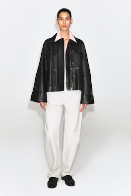LEATHER WORKWEAR JACKET — BLACK 2