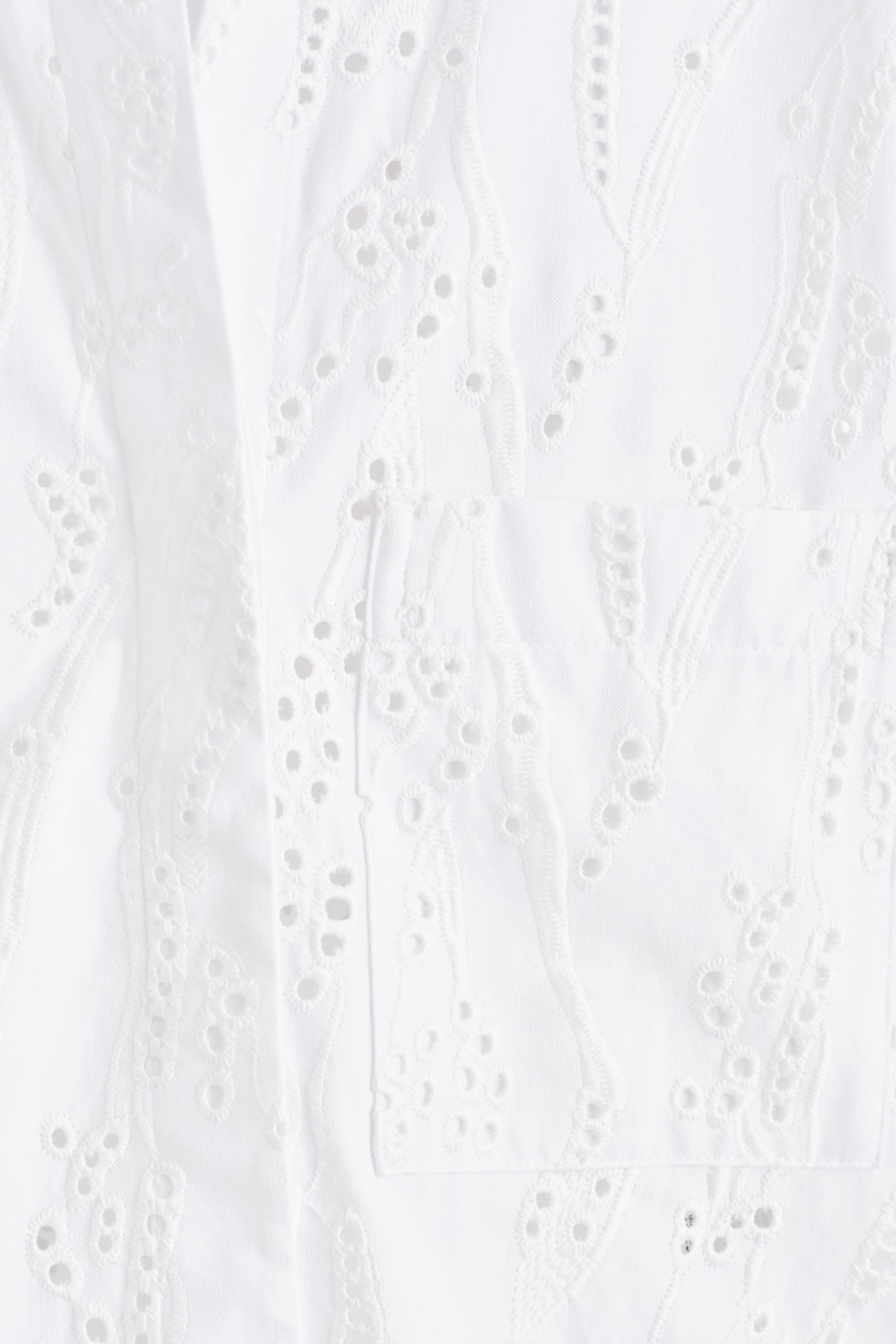 CROPPED BRODERIE ANGLAISE SHIRT — WHITE