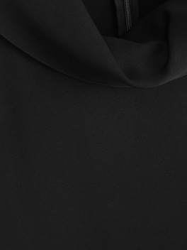 COWL-NECK CREPE MIDI DRESS — BLACK 6