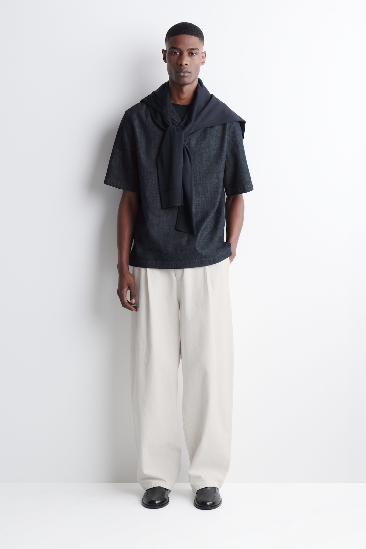 DENIM POPOVER SHIRT — INDIGO