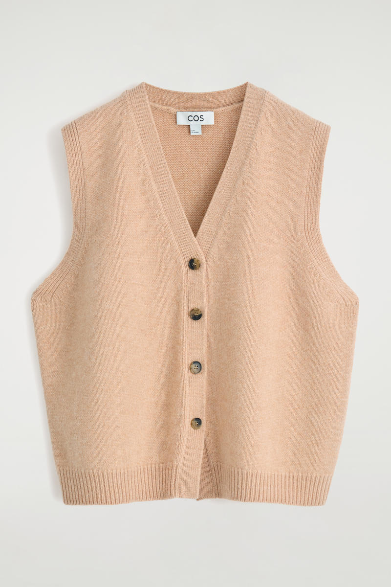 Cos Knitted Cashmere-blend Tank In Sand