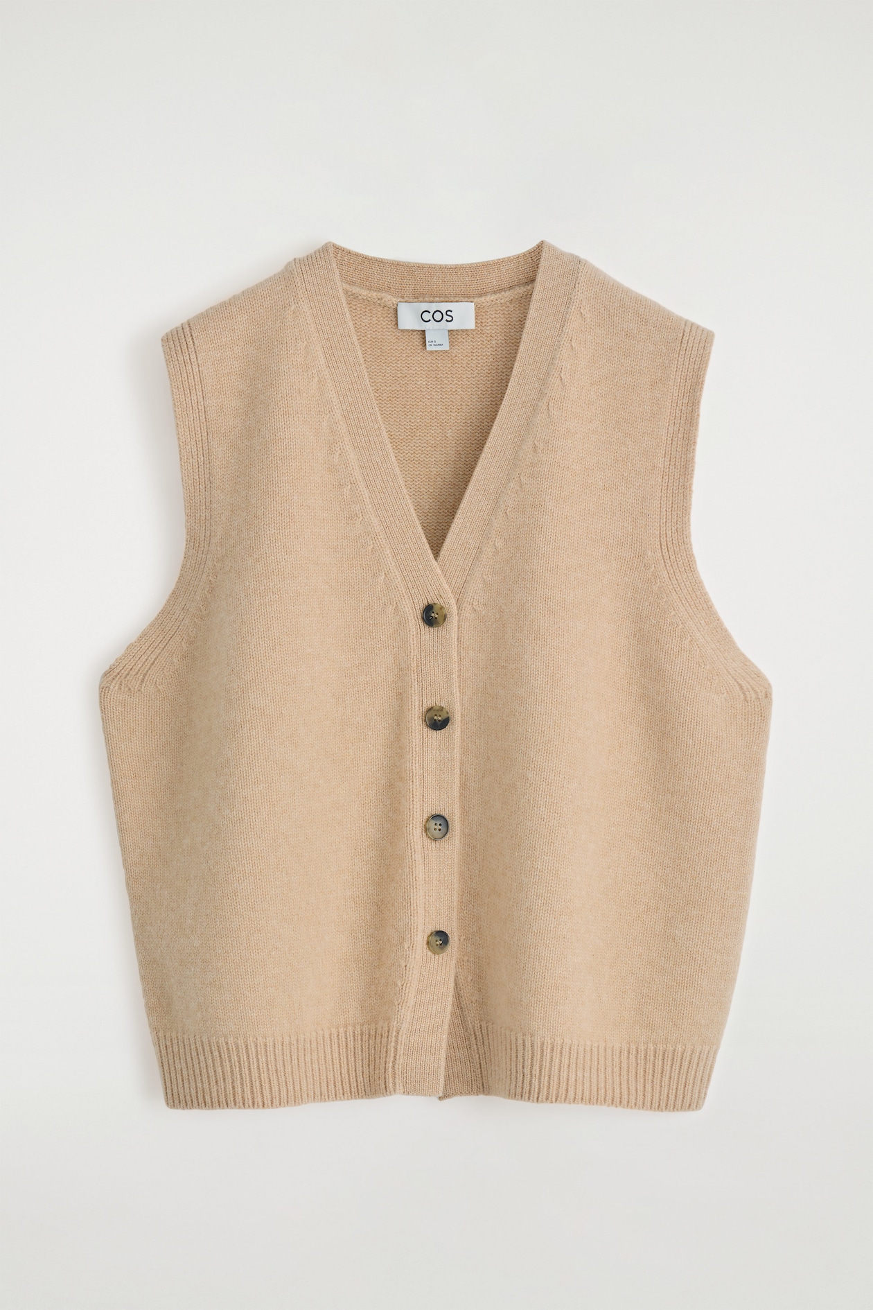KNITTED CASHMERE-BLEND TANK — BEIGE
