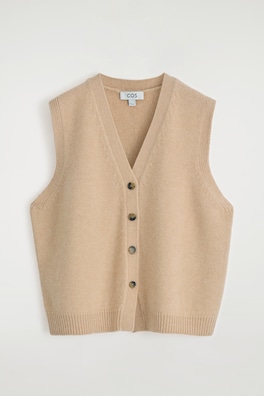 KNITTED CASHMERE-BLEND TANK — BEIGE 2