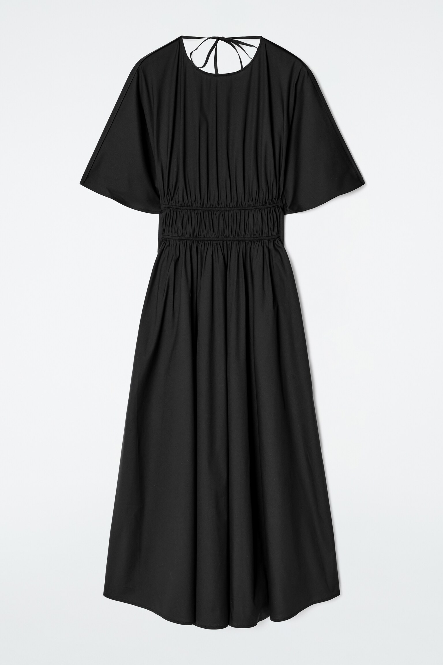 VESTIDO MIDI FRUNCIDO CON ESPALDA DESCUBIERTA - NEGRO/PISTACHO - 2