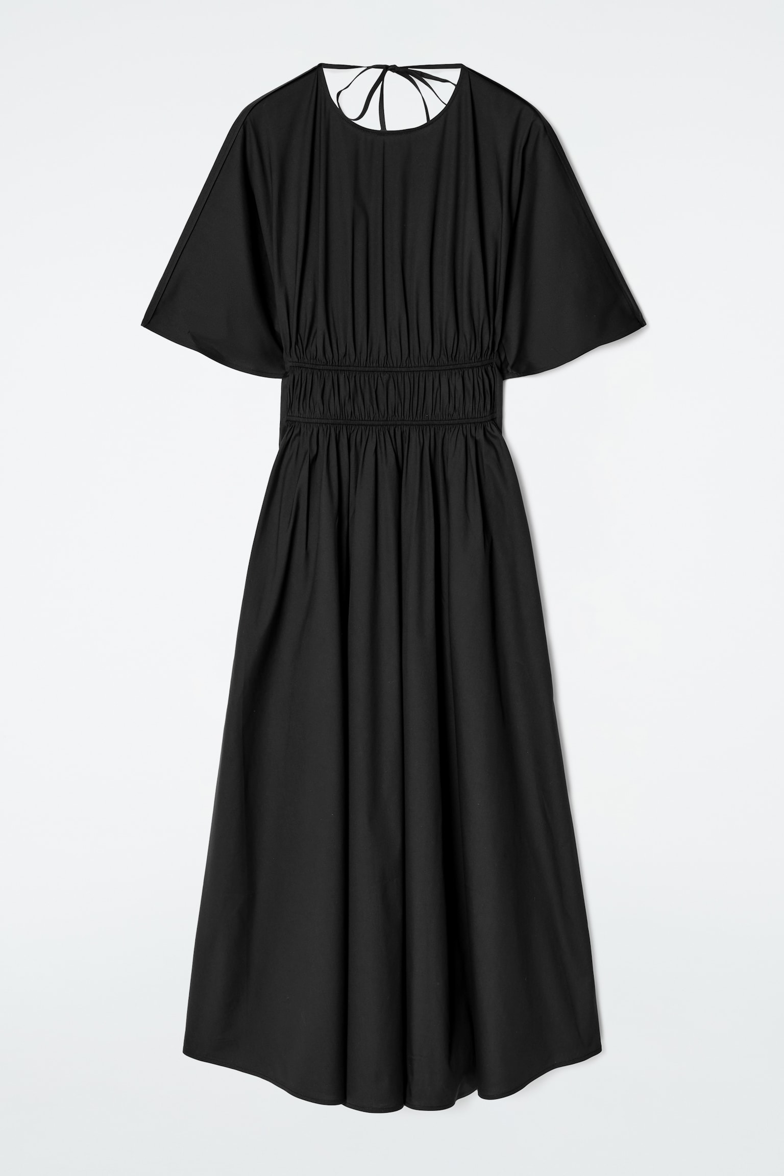 ROBE MIDI FRONCÉE AU DOS OUVERT - NOIR/PISTACHE - 2