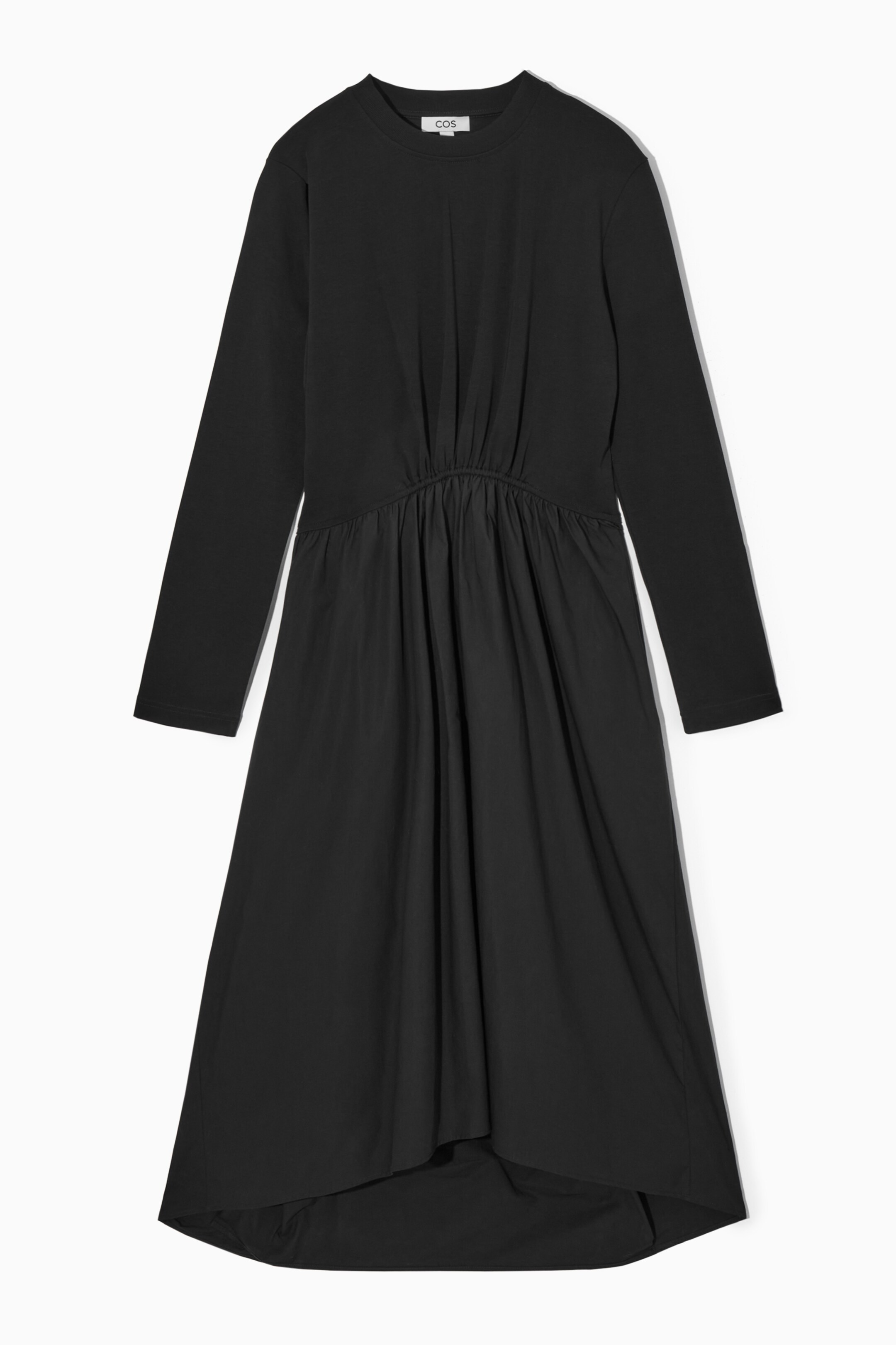 Ingrandisci l'immagine: ASYMMETRIC GATHERED-WAIST MIDI DRESS - BLACK - DONNA | H&M CH 1