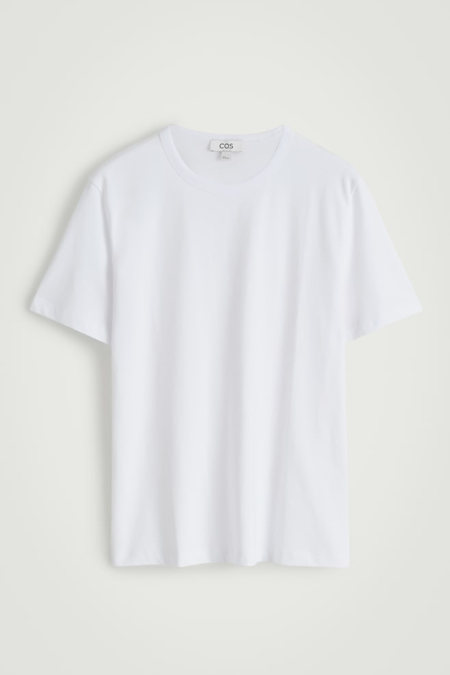 T-SHIRT AUS GEBÜRSTETER BAUMWOLLE - WEISS/BEIGE/ROTBRAUN/SCHWARZ - 1