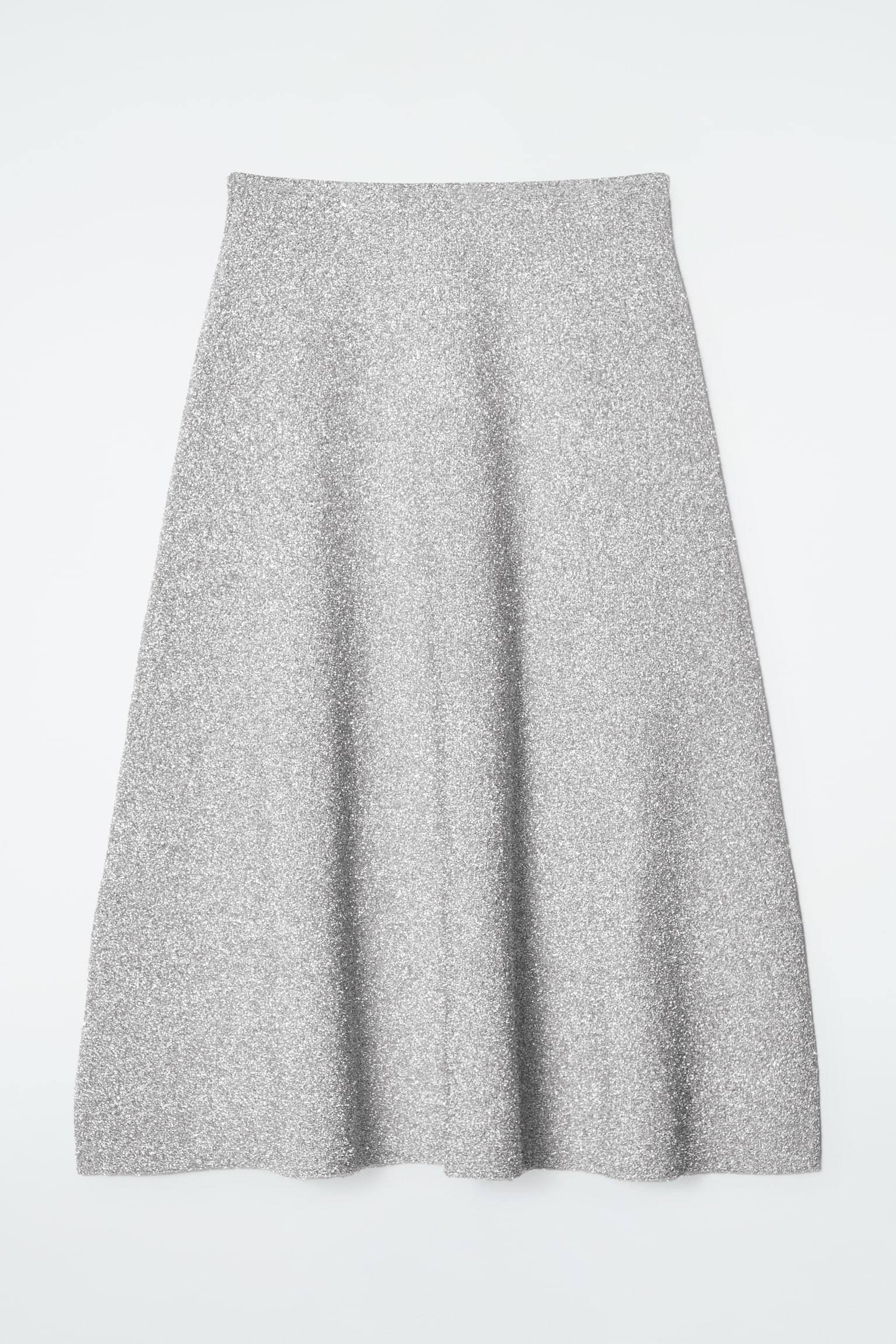 SPARKLY MERINO WOOL MIDI SKIRT - SILVER - 2