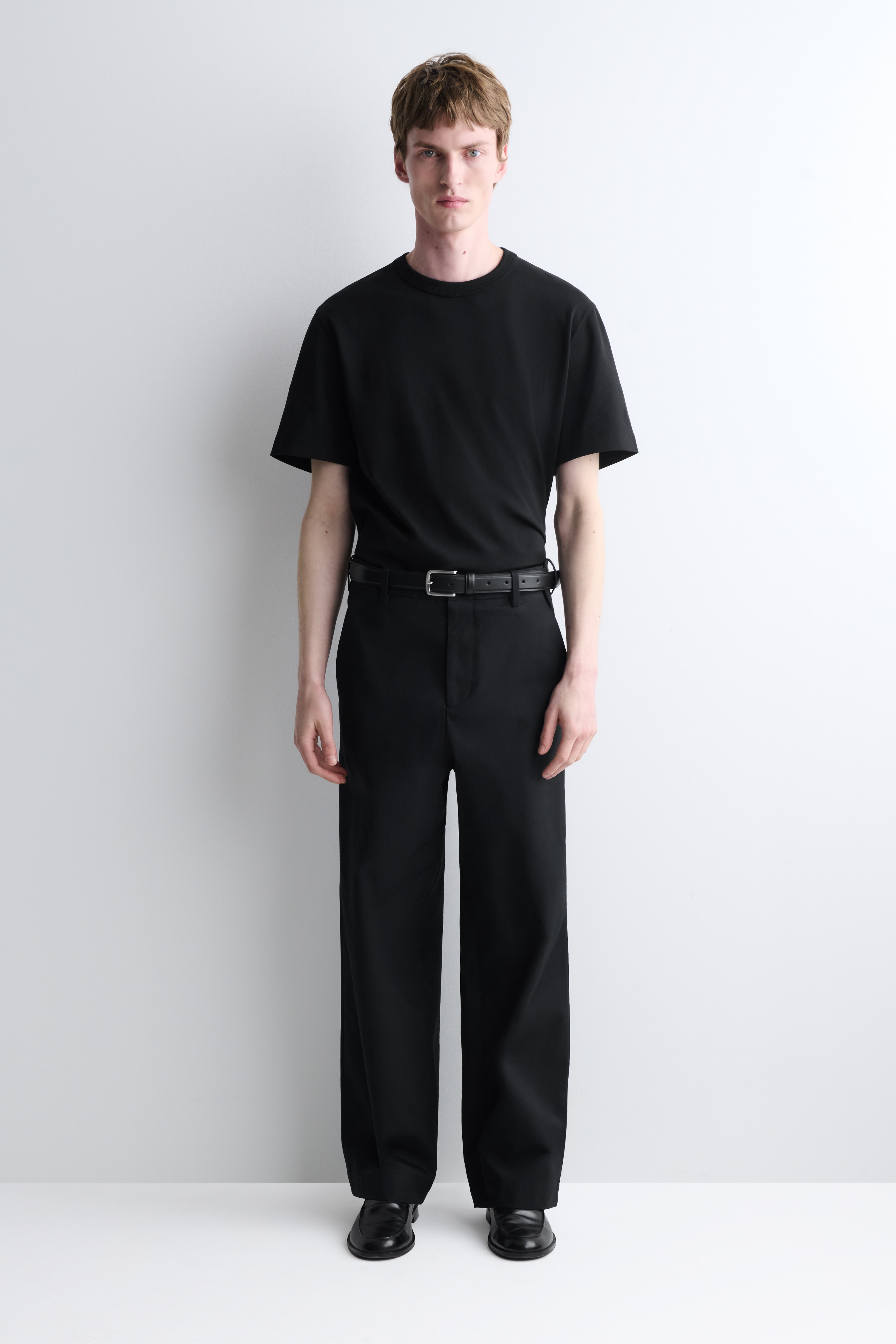 PANTALONI CHINO IN COTONE A GAMBA LARGA - NERO/BEIGE