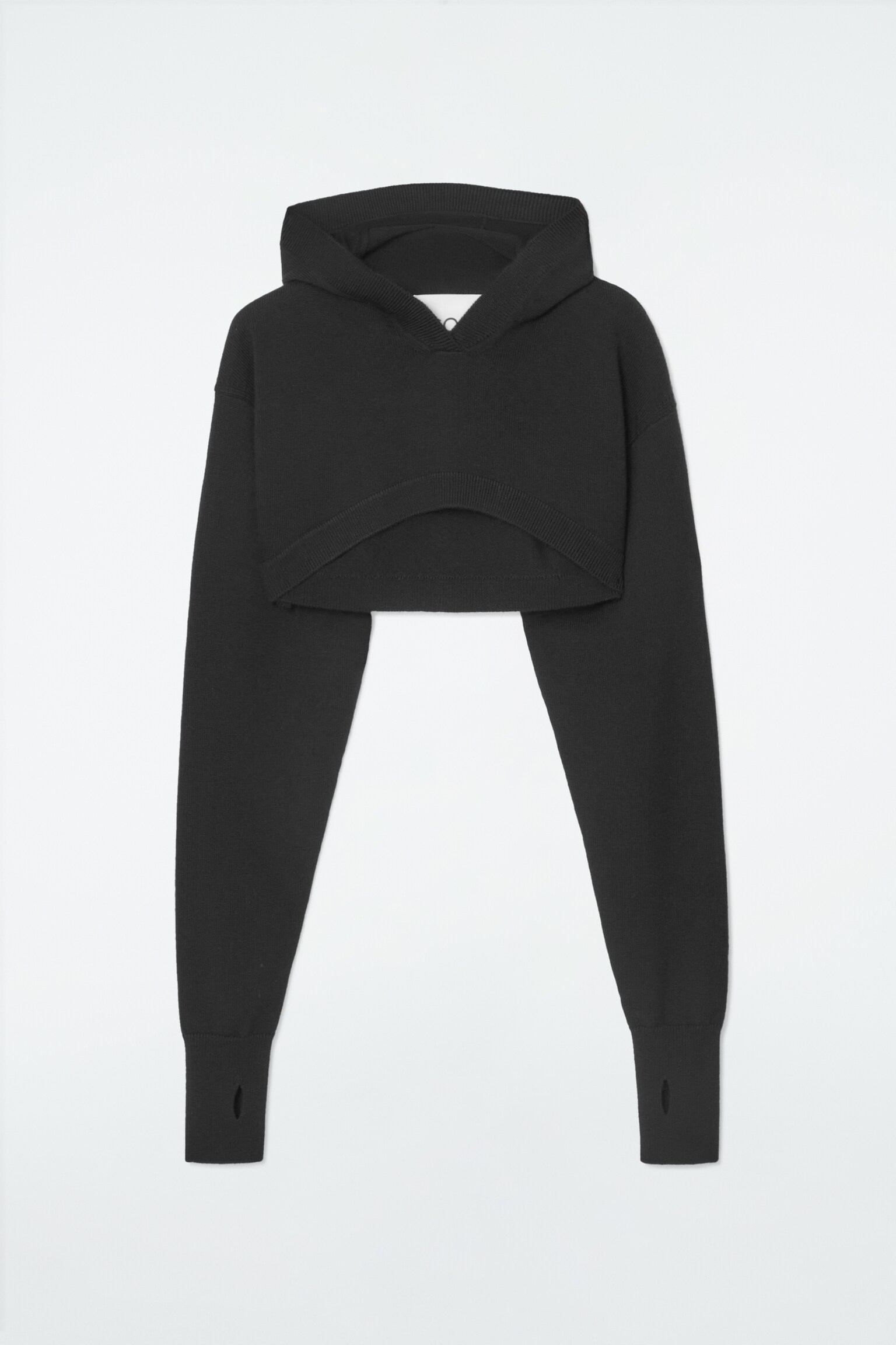 CROPPED WOOL HOODIE - BLACK - 1
