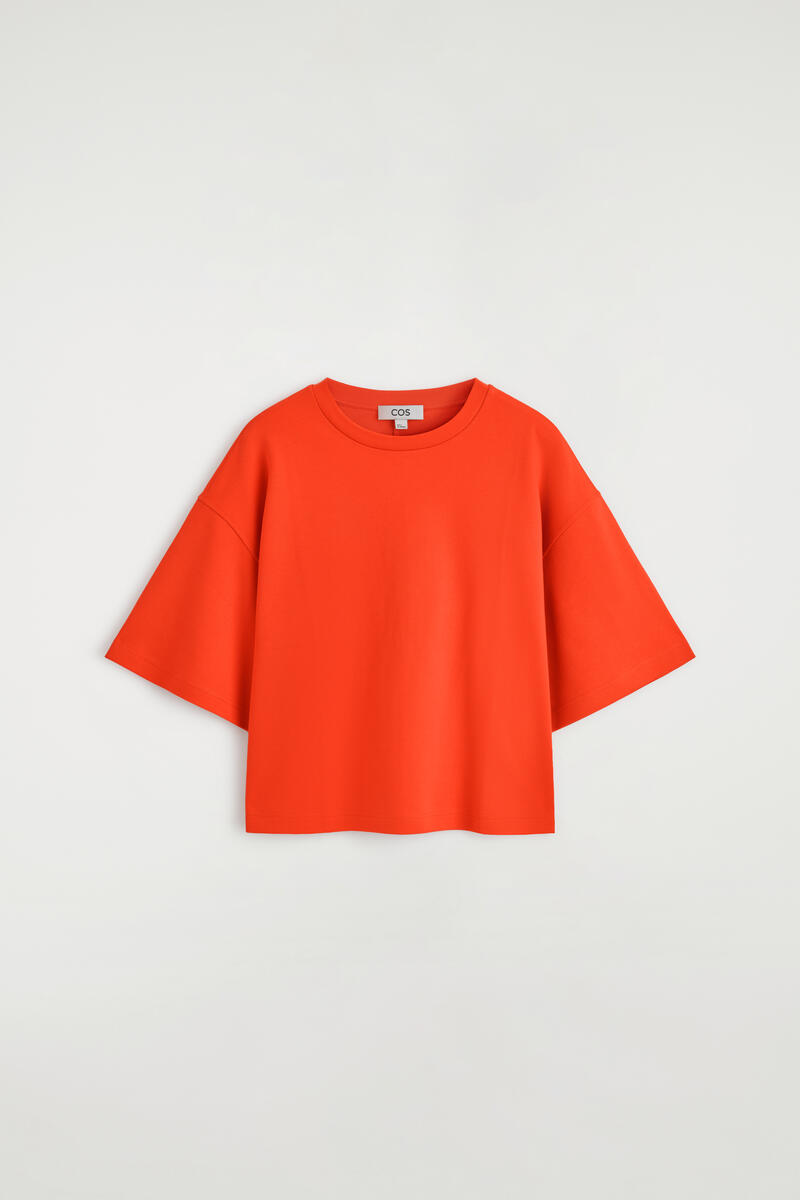 Cos Oversized Boxy Cotton T-shirt In Orange