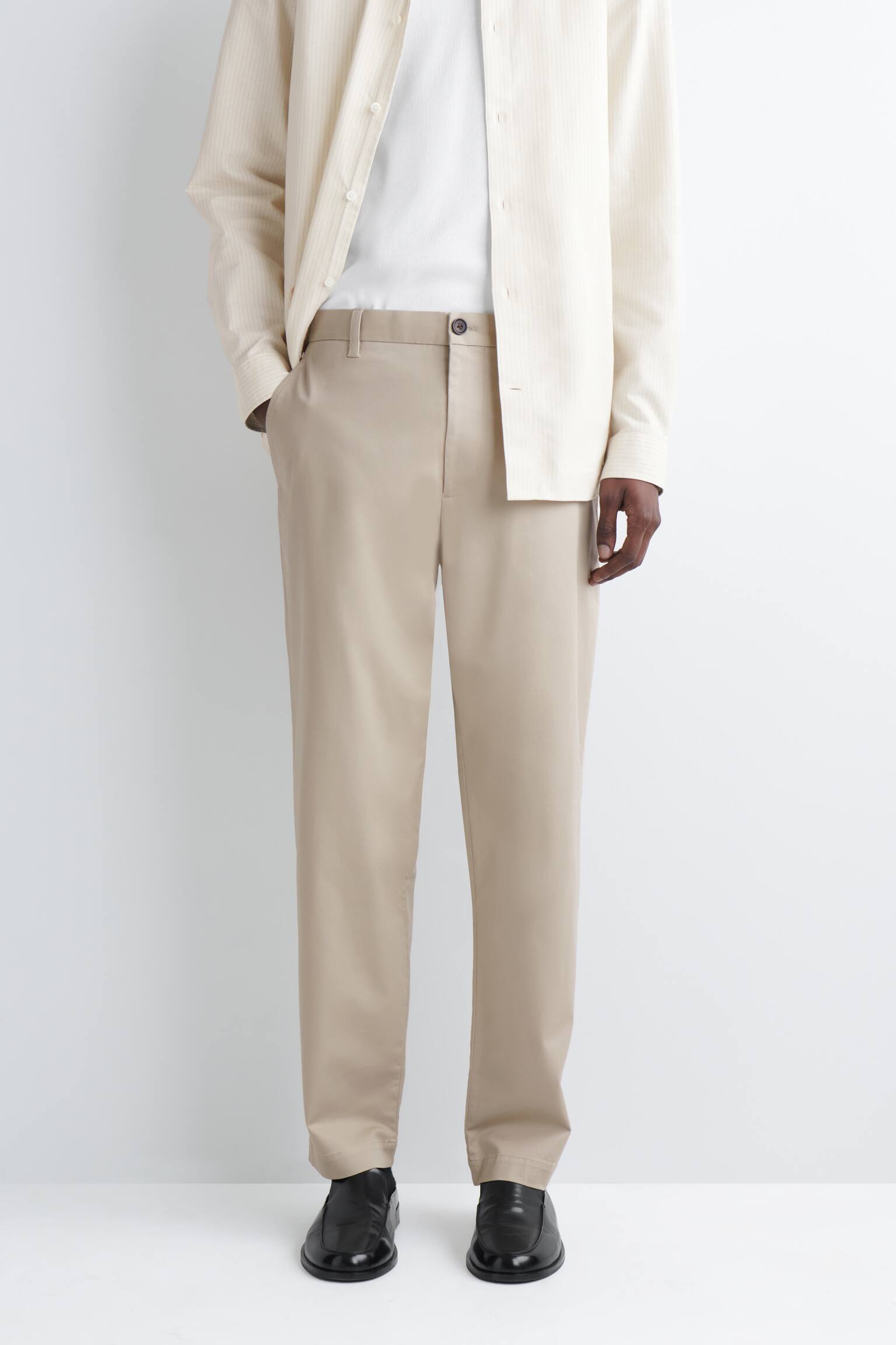 PANTALON CHINO SLIM DROIT EN COTON - BEIGE/BRUN - 4