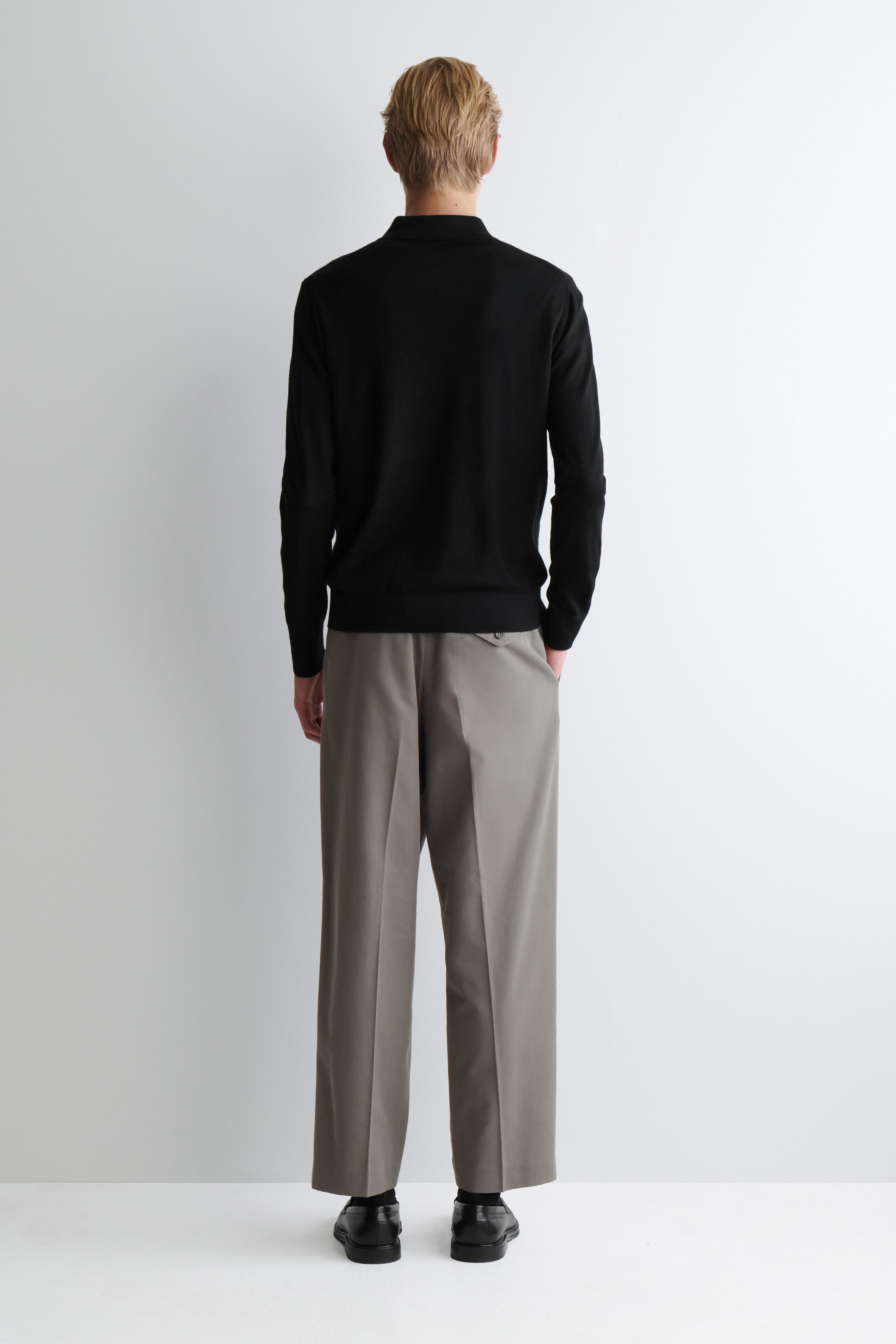 SLIM MERINO WOOL POLO SHIRT - BLACK | COS US