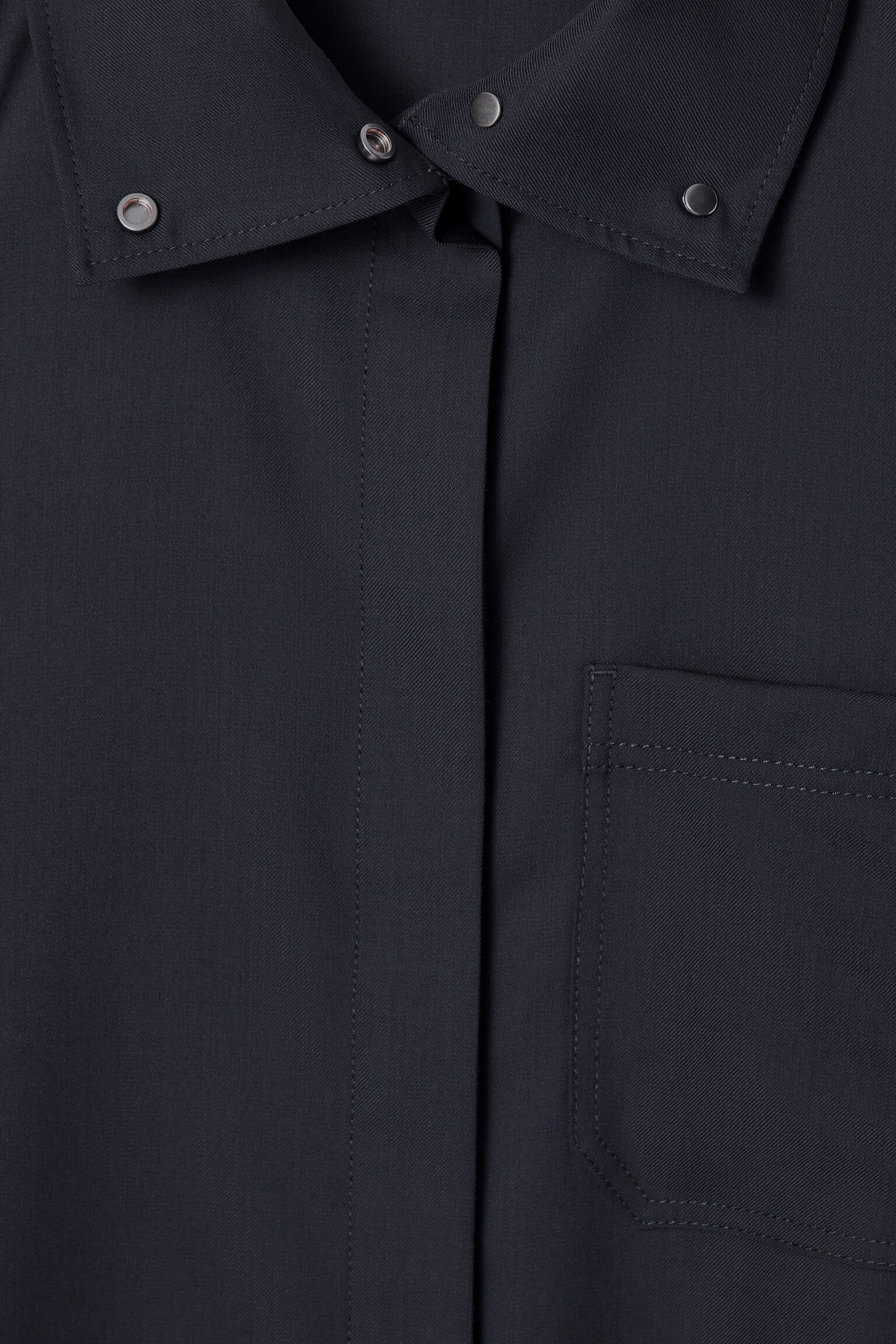 ROBE-CHEMISE EN LAINE - BLEU MARINE - 6