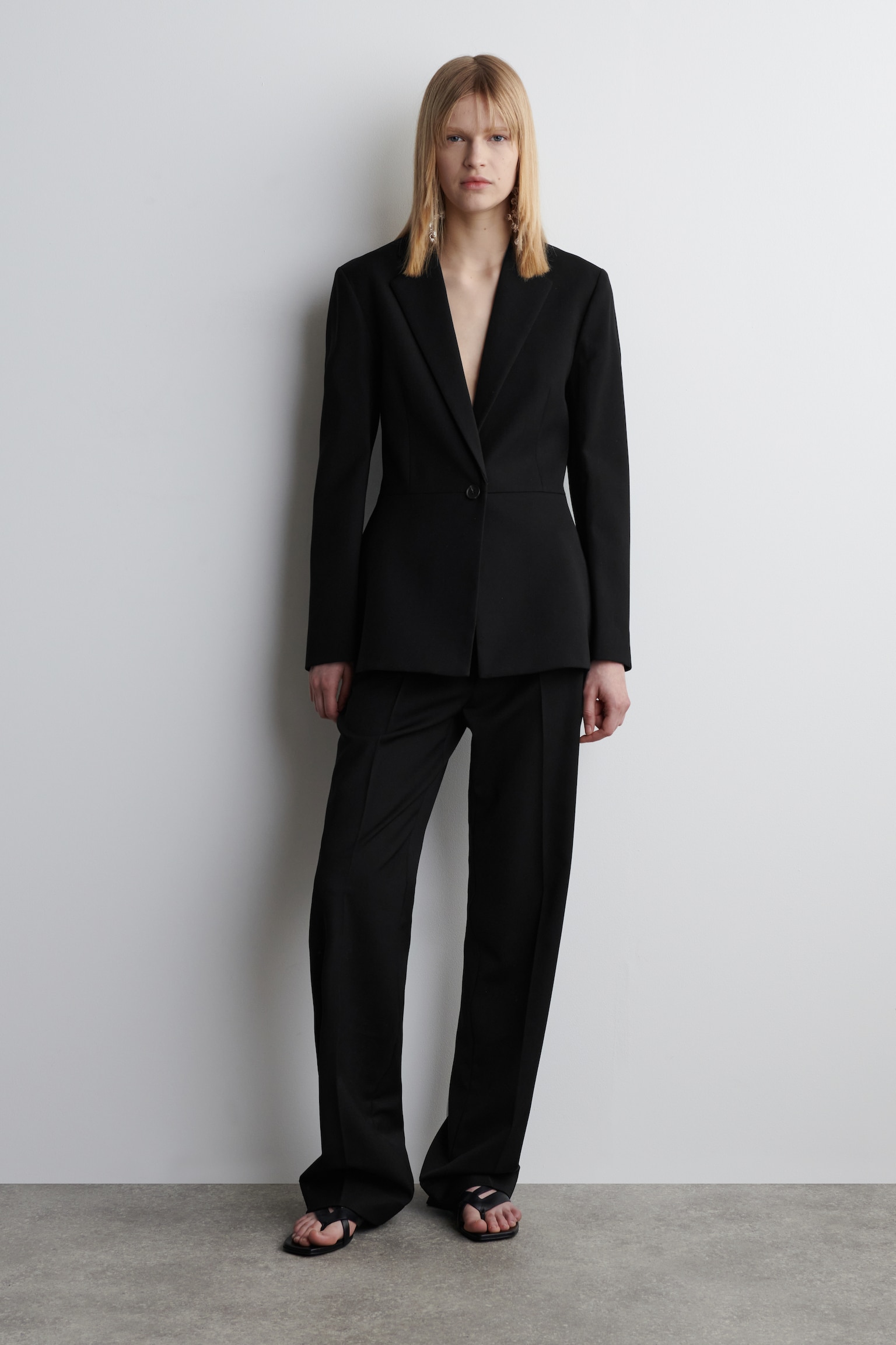 PANTALONI SLIM SARTORIALI IN LANA - NERO