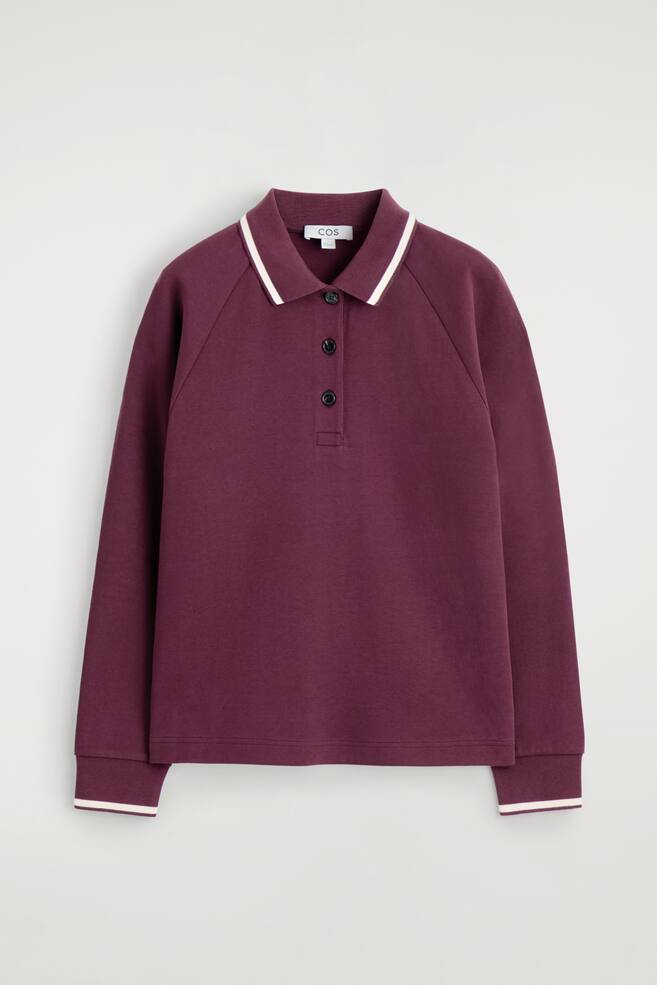 POLO ALGODÓN CON RAYA EN CONTRASTE - BURDEOS - 1
