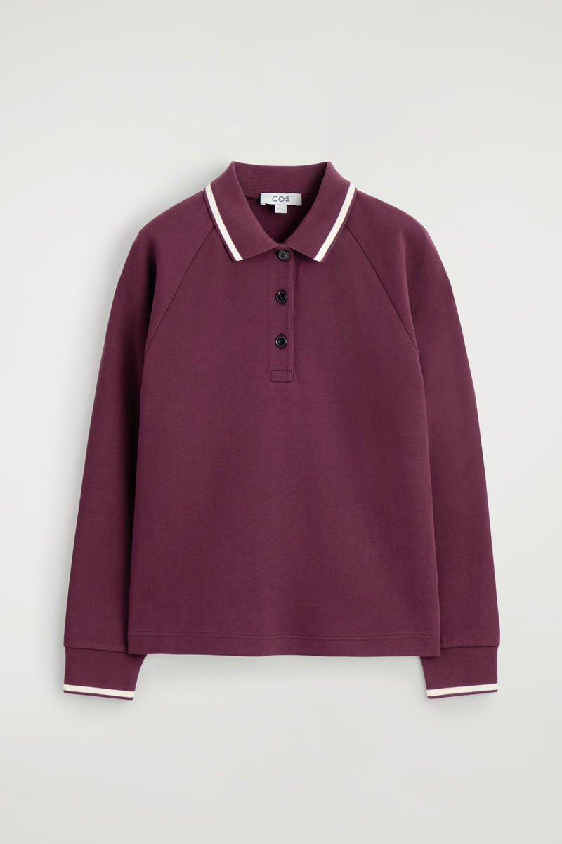 Contrast-Tipped Cotton Polo Top