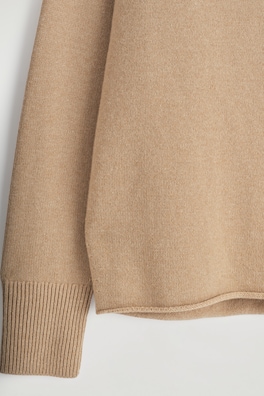 MERINO WOOL POLO JUMPER — BEIGE MÉLANGE 1