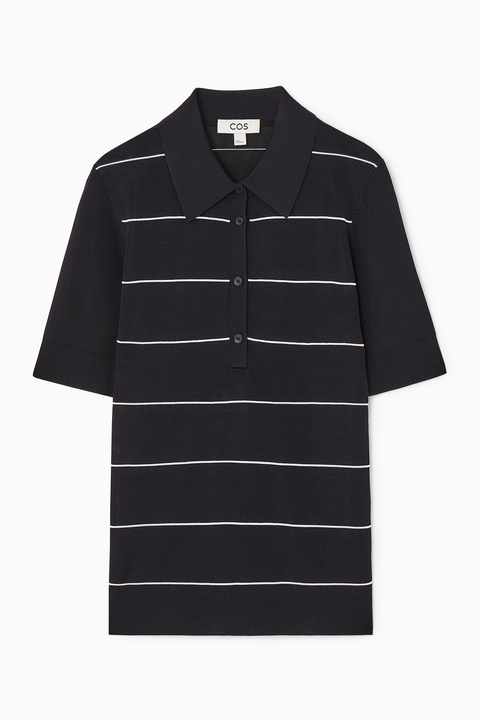 STRIPED KNITTED POLO SHIRT - NAVY / STRIPED/DARK ORANGE / STRIPED - 1