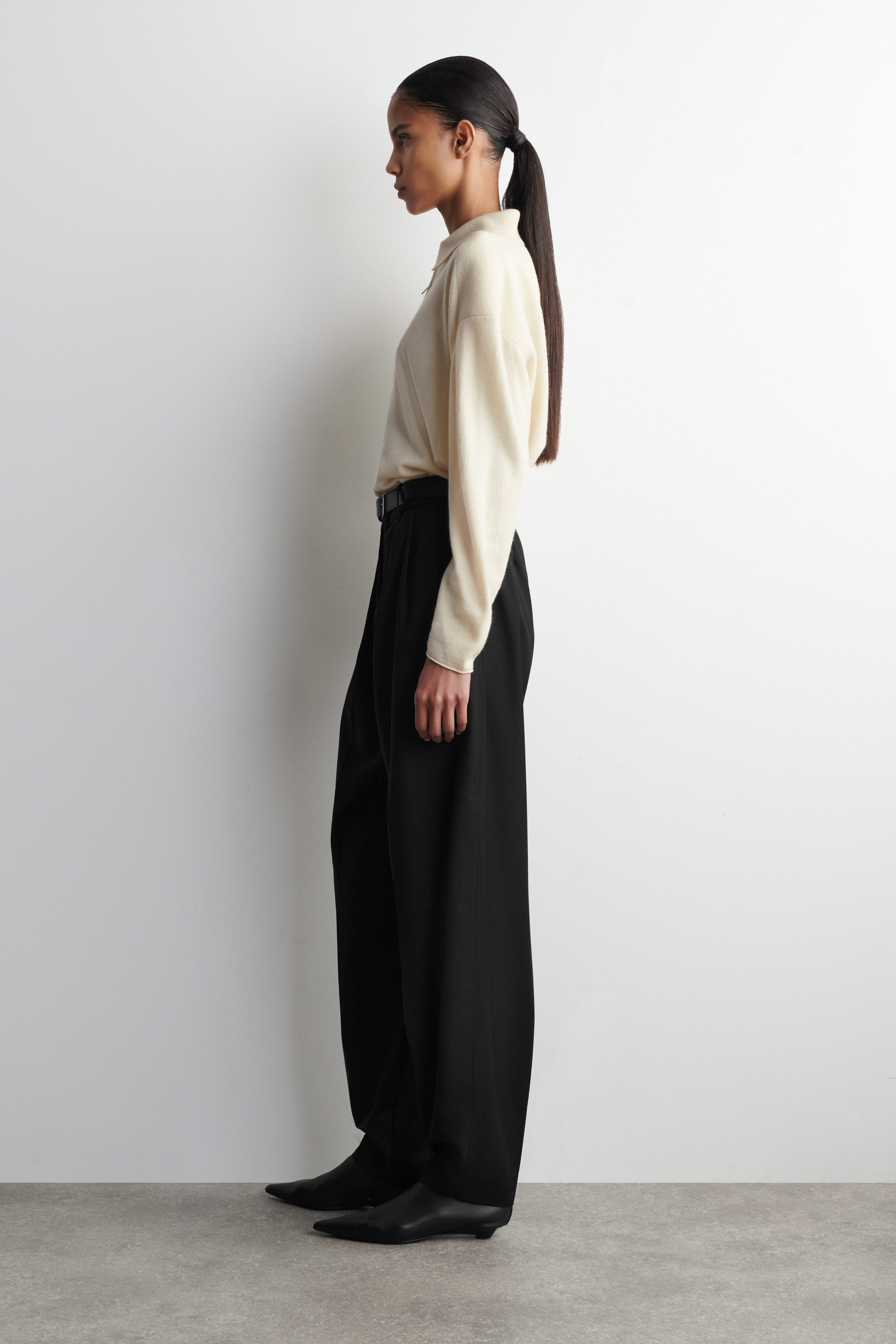MERINO WOOL-YAK ZIP-UP POLO SHIRT - WHITE | COS GB
