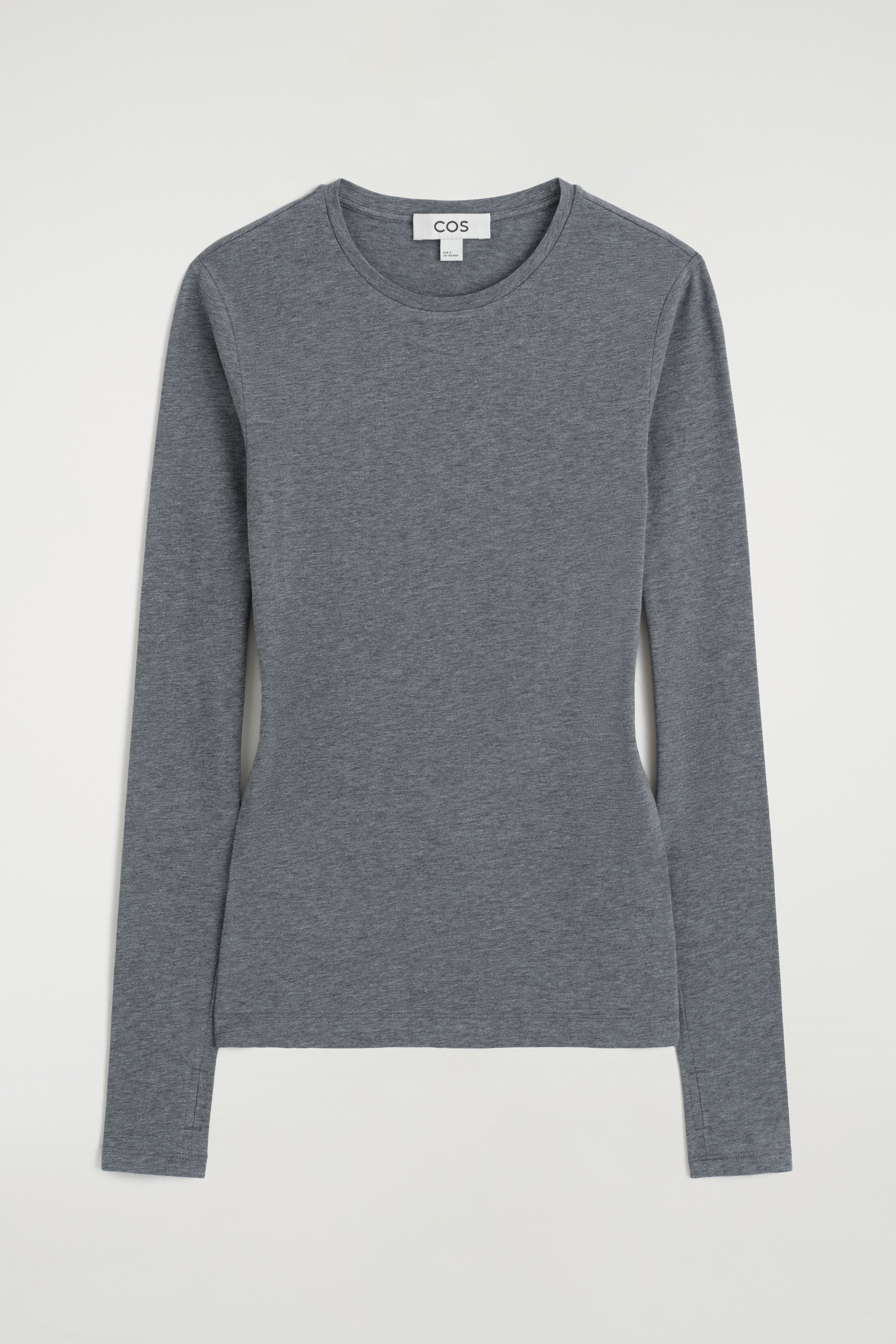 COTTON LONG-SLEEVED TOP - GREY MÉLANGE/WHITE/BLACK
